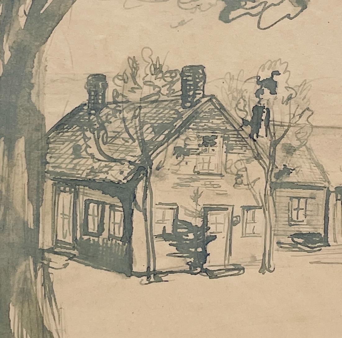 A Picturesque 1945 Landscape Watercolor of Calais, Vermont, The Artist's Studio For Sale 2