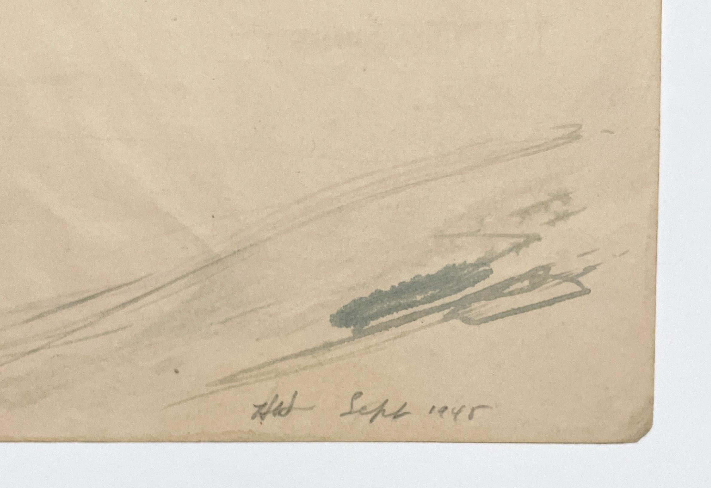 A Picturesque 1945 Landscape Watercolor of Calais, Vermont, The Artist's Studio For Sale 4