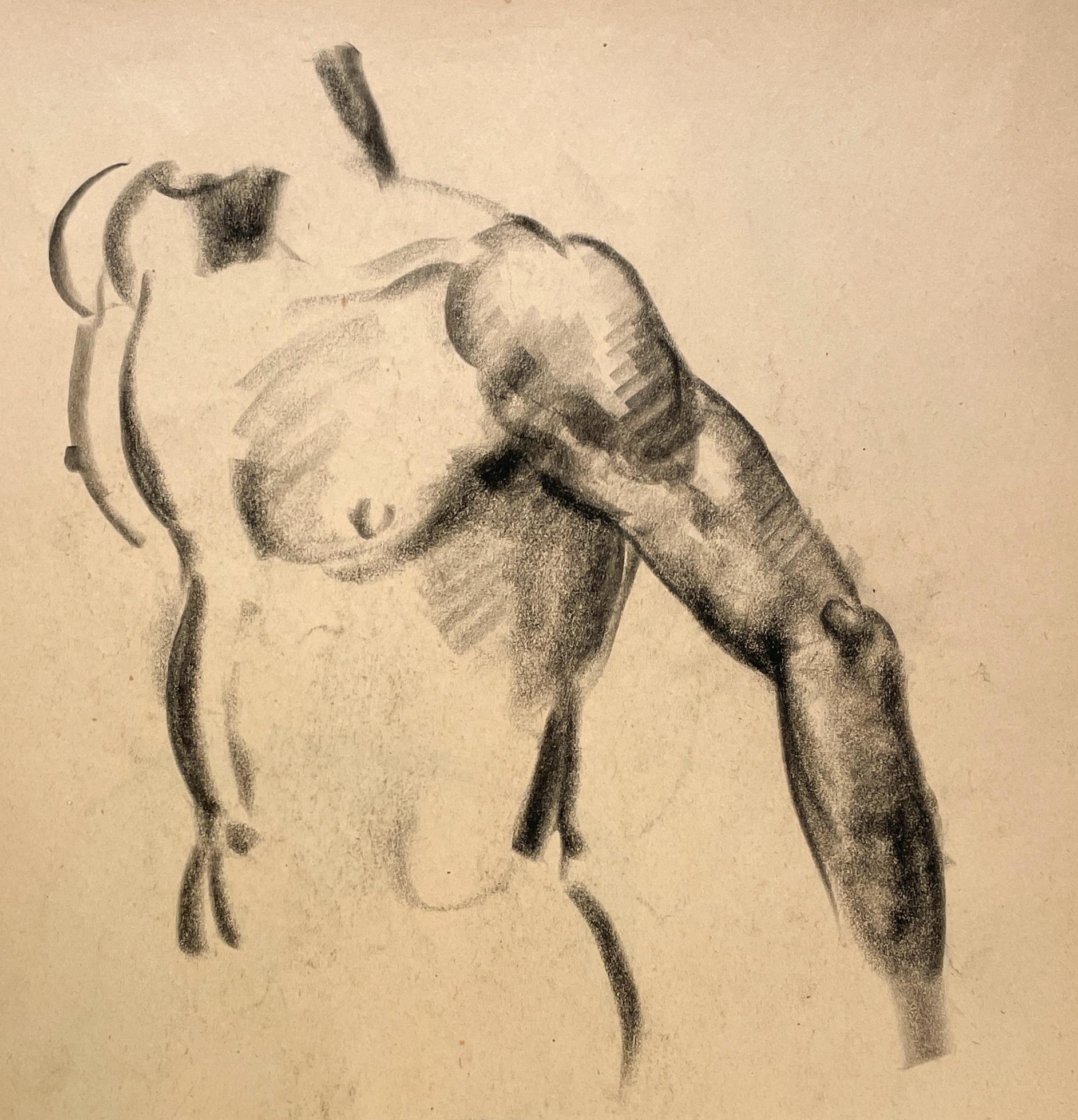 A Very Finely Drawn 1930s Young Male Nude Figure Study, Shoulder, Arm & Torso - Beige Figurative Art by Harold Haydon