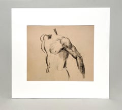 Eine sehr fein gezeichnete Studie eines jungen männlichen Aktes aus den 1930er Jahren, Schulter, Arm und Torso