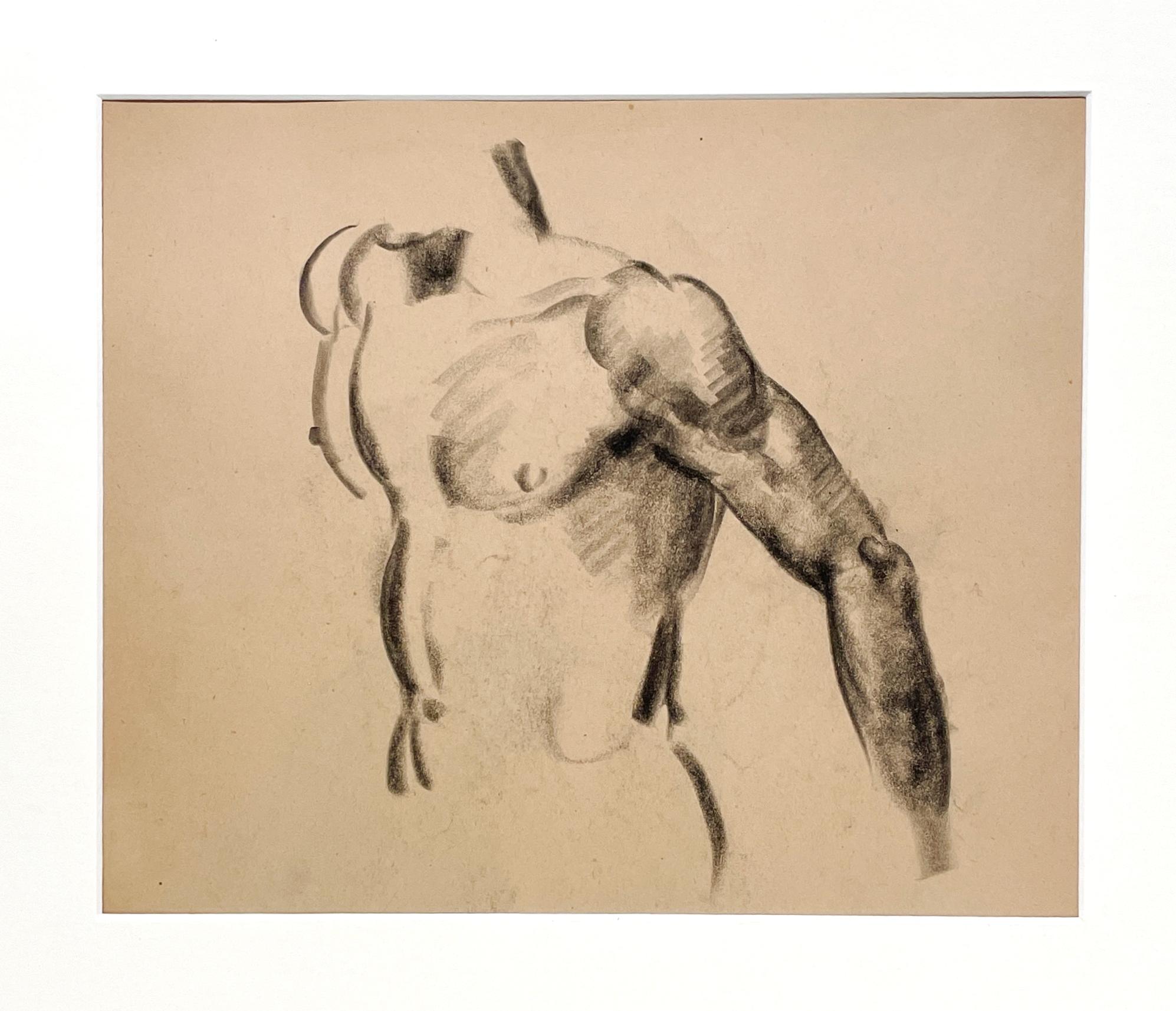 A Very Finely Drawn 1930s Young Male Nude Figure Study, Shoulder, Arm & Torso - American Modern Art by Harold Haydon