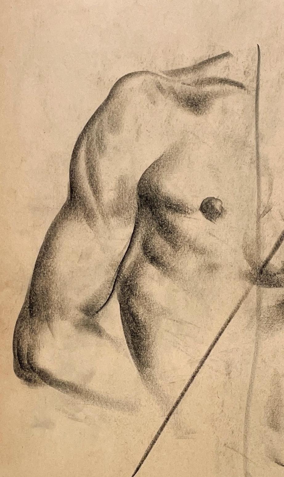 A Very Finely Drawn 1930s Figure Study of a Young Male Nude- Shoulder & Arm For Sale 2
