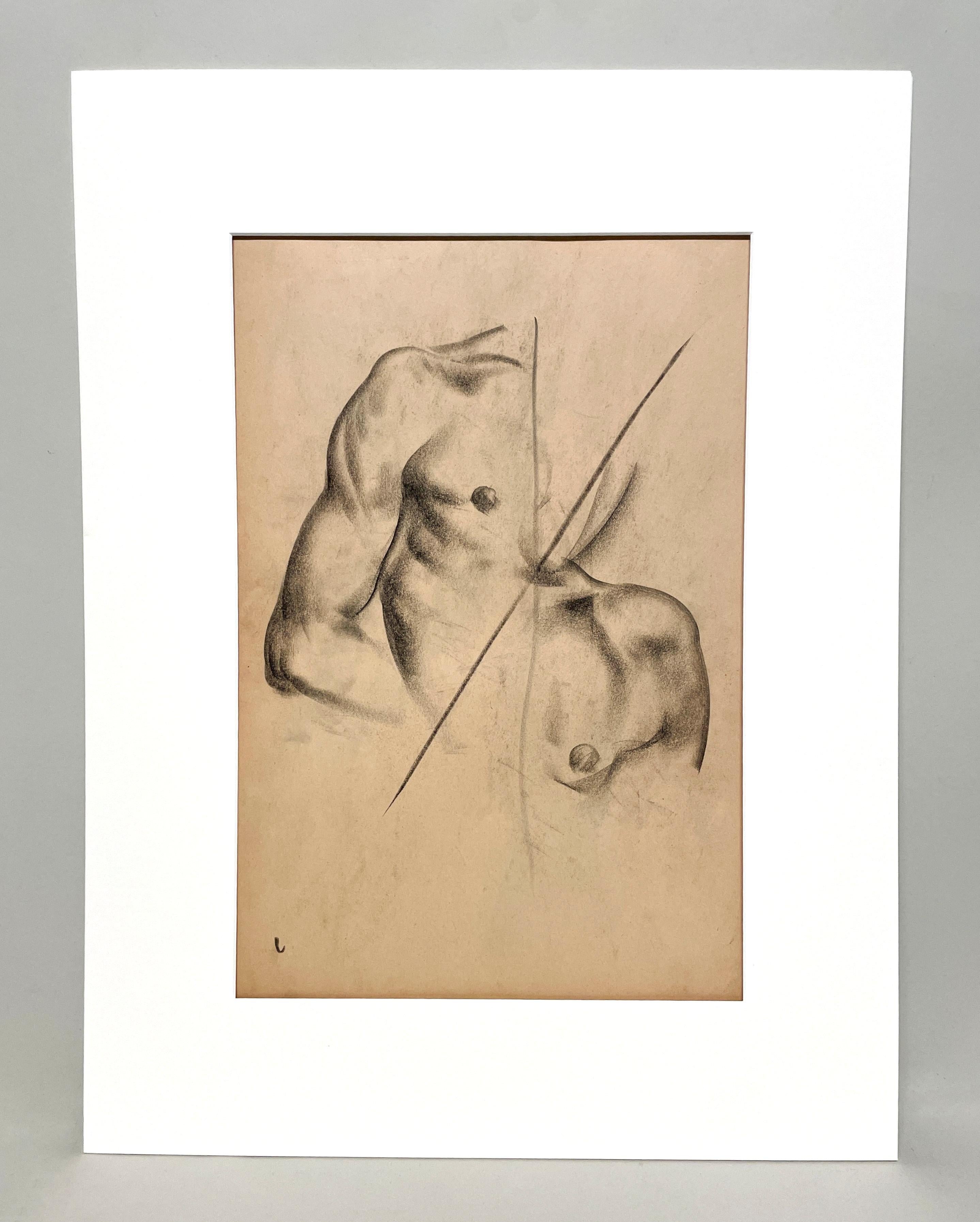 A Very Finely Drawn 1930s Figure Study of a Young Male Nude- Shoulder & Arm - American Modern Art by Harold Haydon