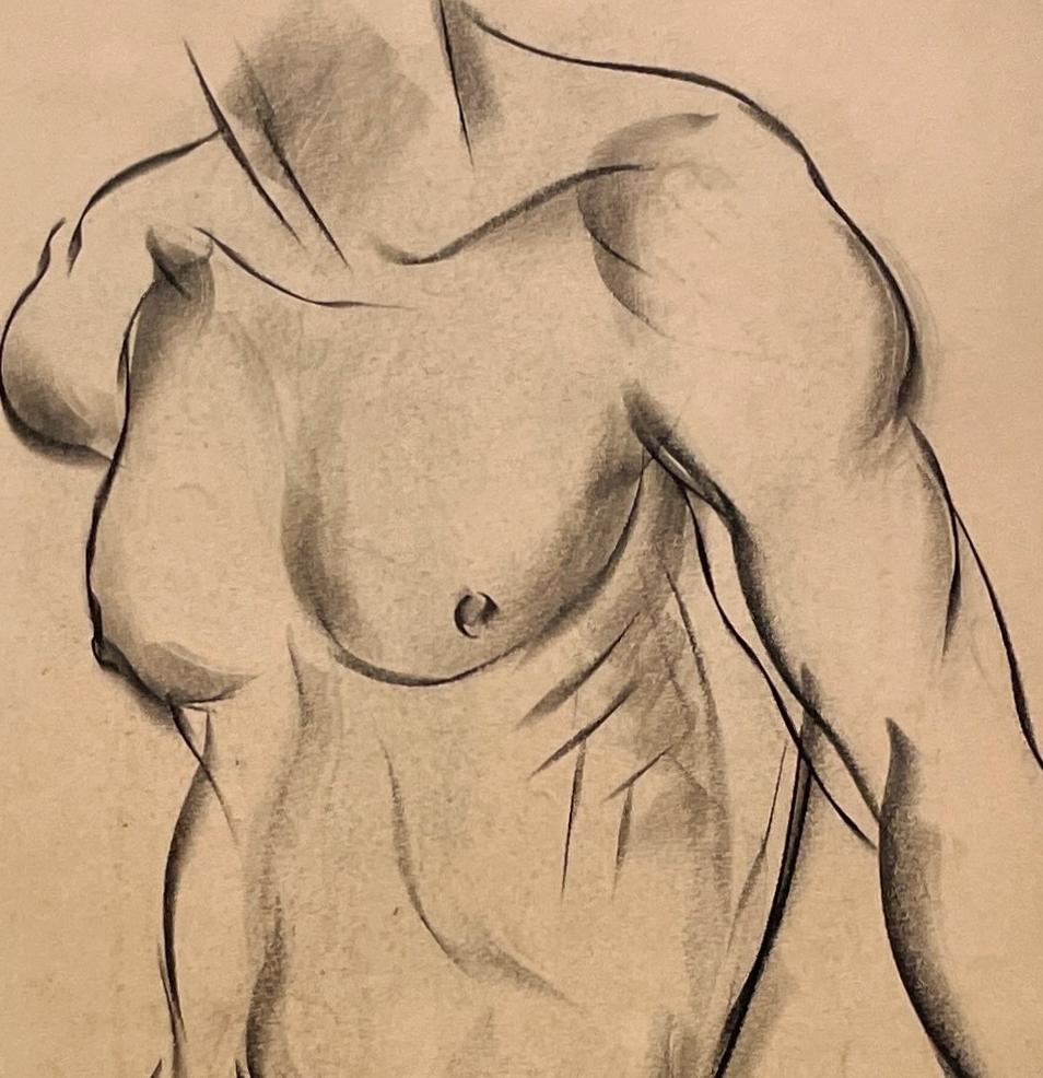 Étude de figure très finement dessinée dans les années 1930 d'un jeune modèle No No (étude de torse) en vente 1