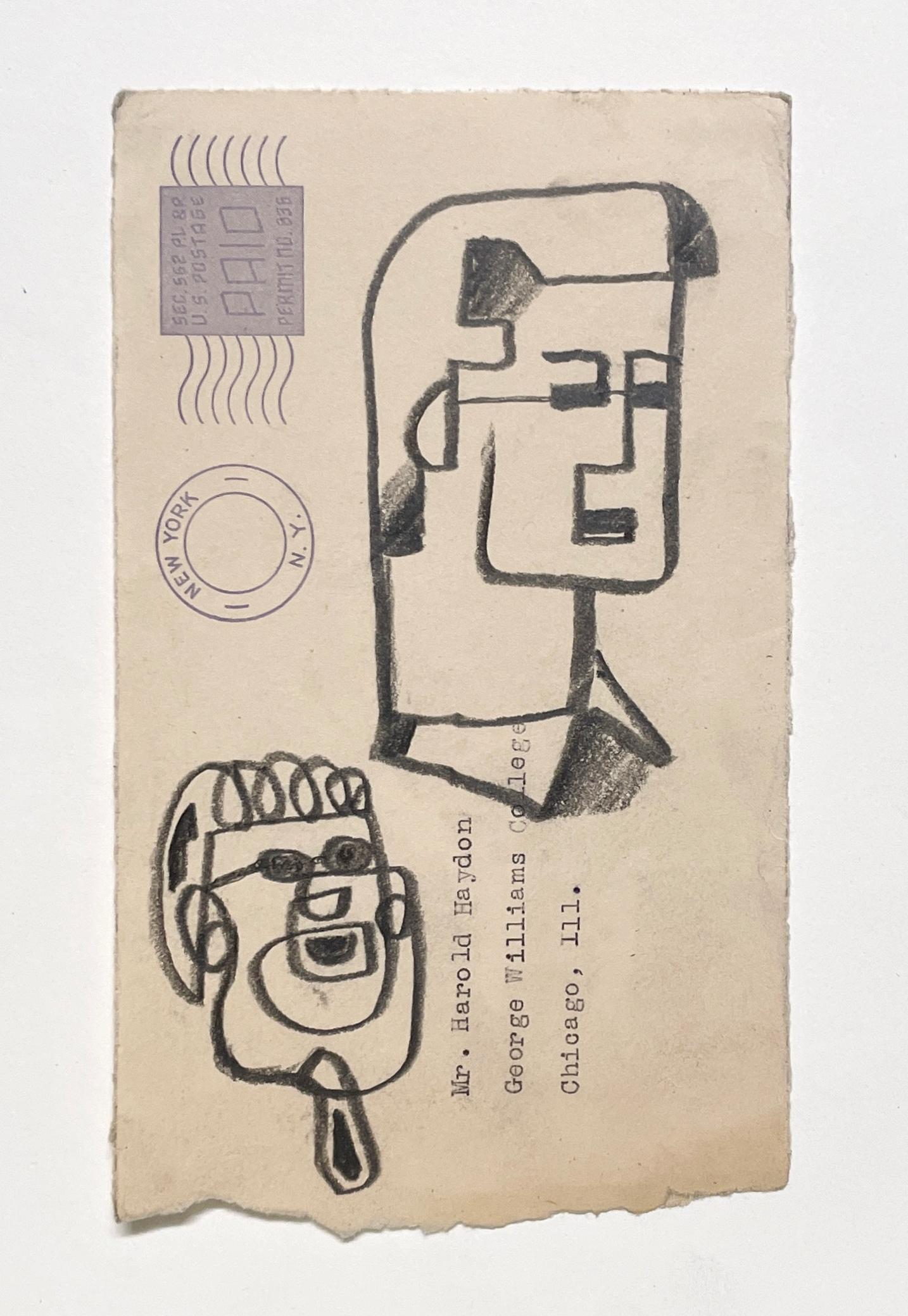 A Charming 1950s Mid-Century Modern Portrait Study of Two Men Wearing Sunglasses - American Modern Art by Harold Haydon