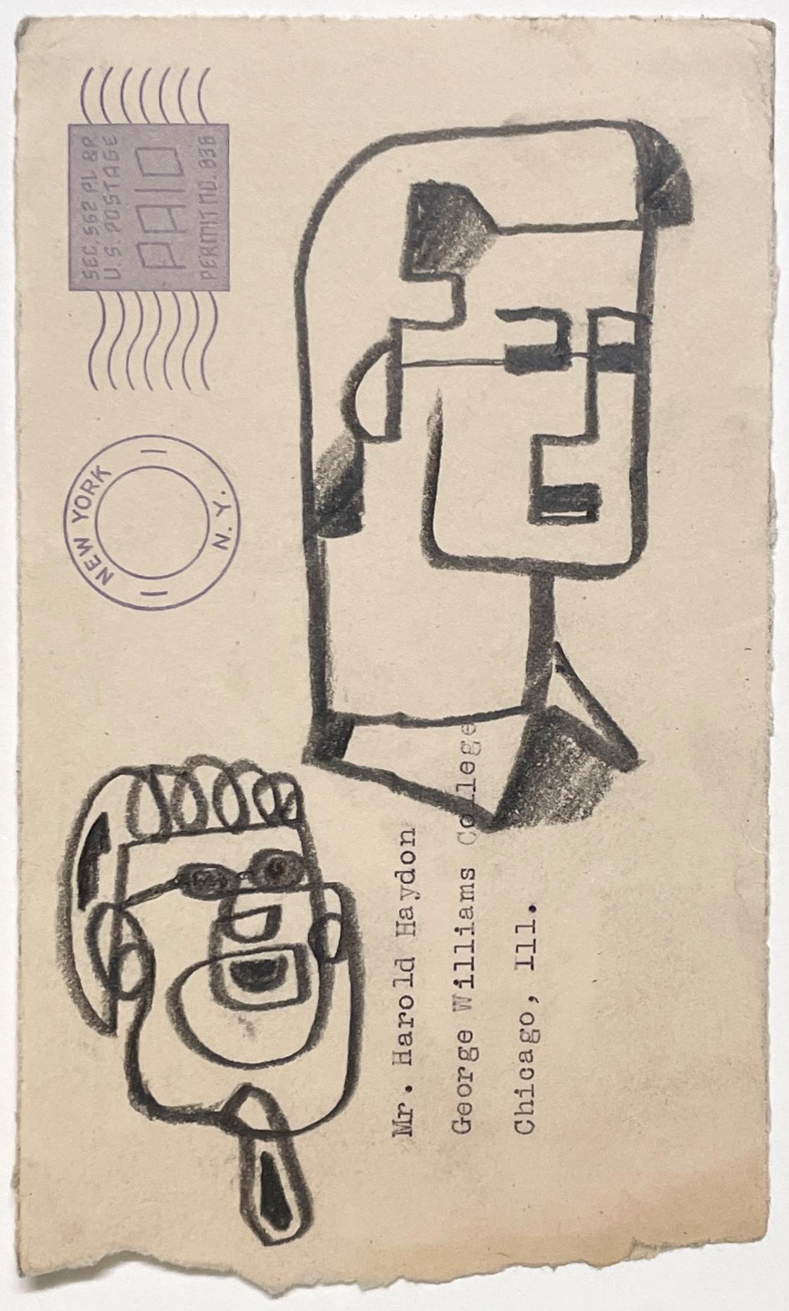 A Charming 1950s Mid-Century Modern Portrait Study of Two Men Wearing Sunglasses - Beige Figurative Art by Harold Haydon