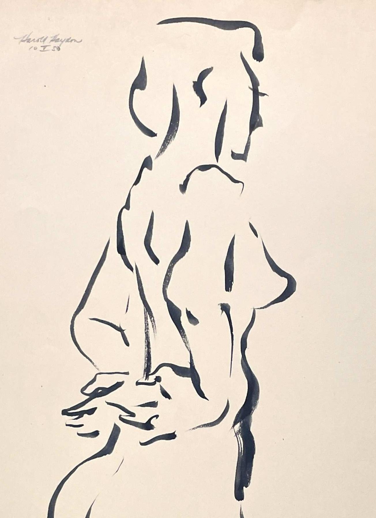 A Fabulous 1950s Mid-Century Modern Standing Female Nude Figure Study For Sale 1