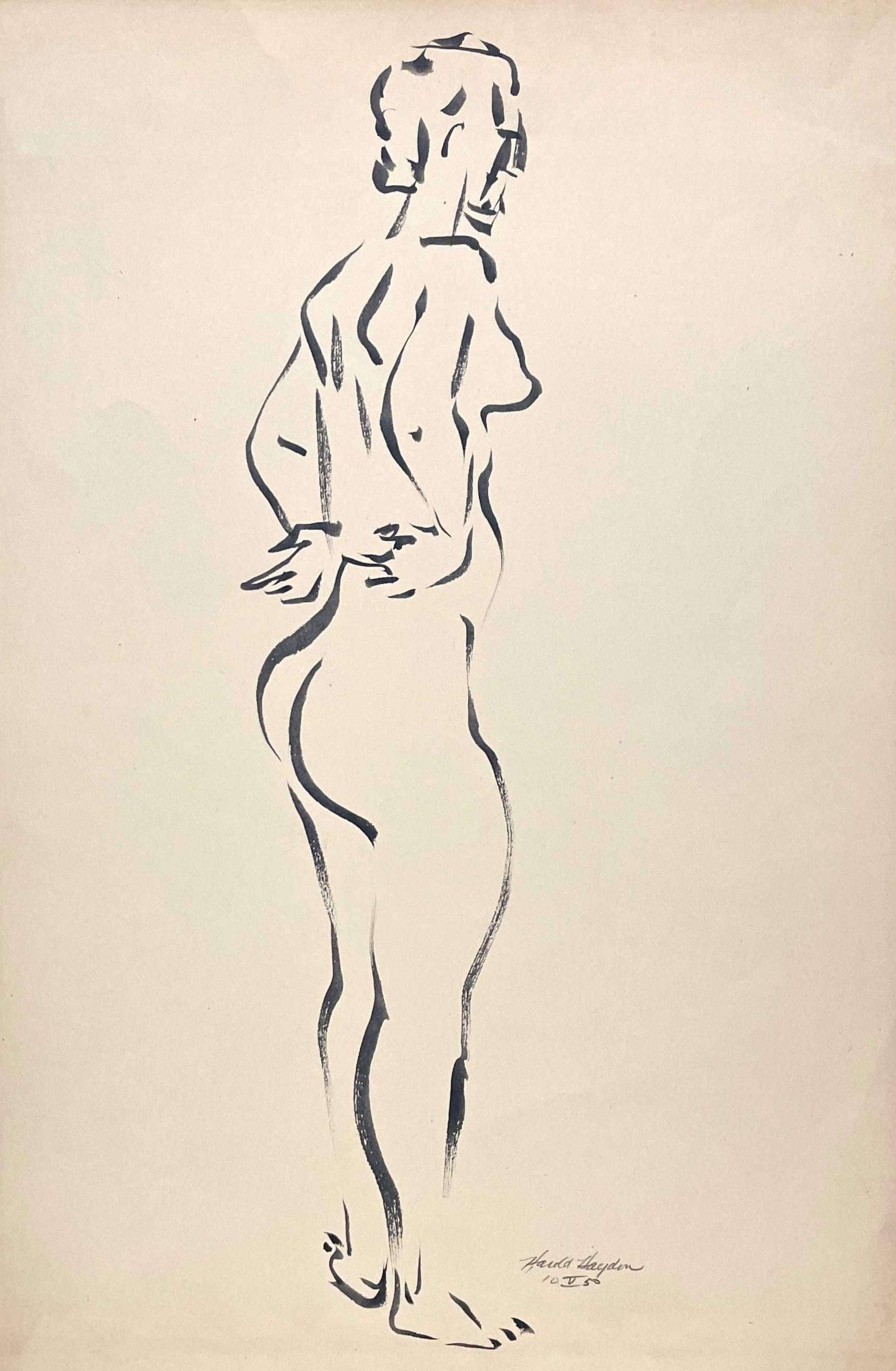 A Fabulous 1950s Mid-Century Modern Standing Female Nude Figure Study in vendita 1