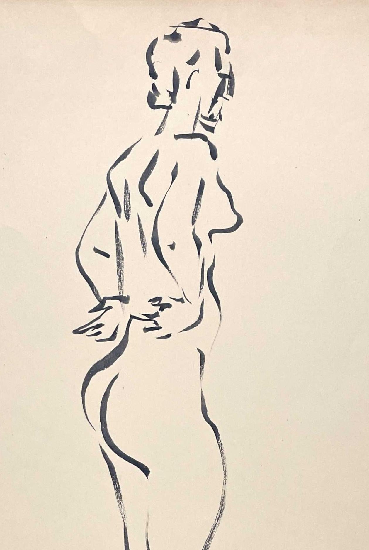 A Fabulous 1950s Mid-Century Modern Standing Female Nude Figure Study in vendita 2