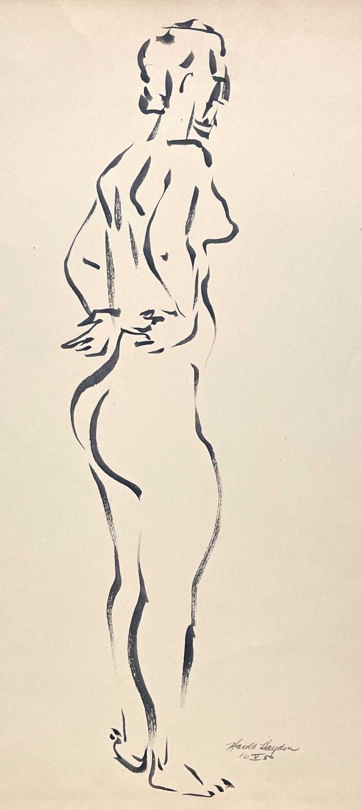 A Fabulous 1950s Mid-Century Modern Standing Female Nude Figure Study in vendita 3