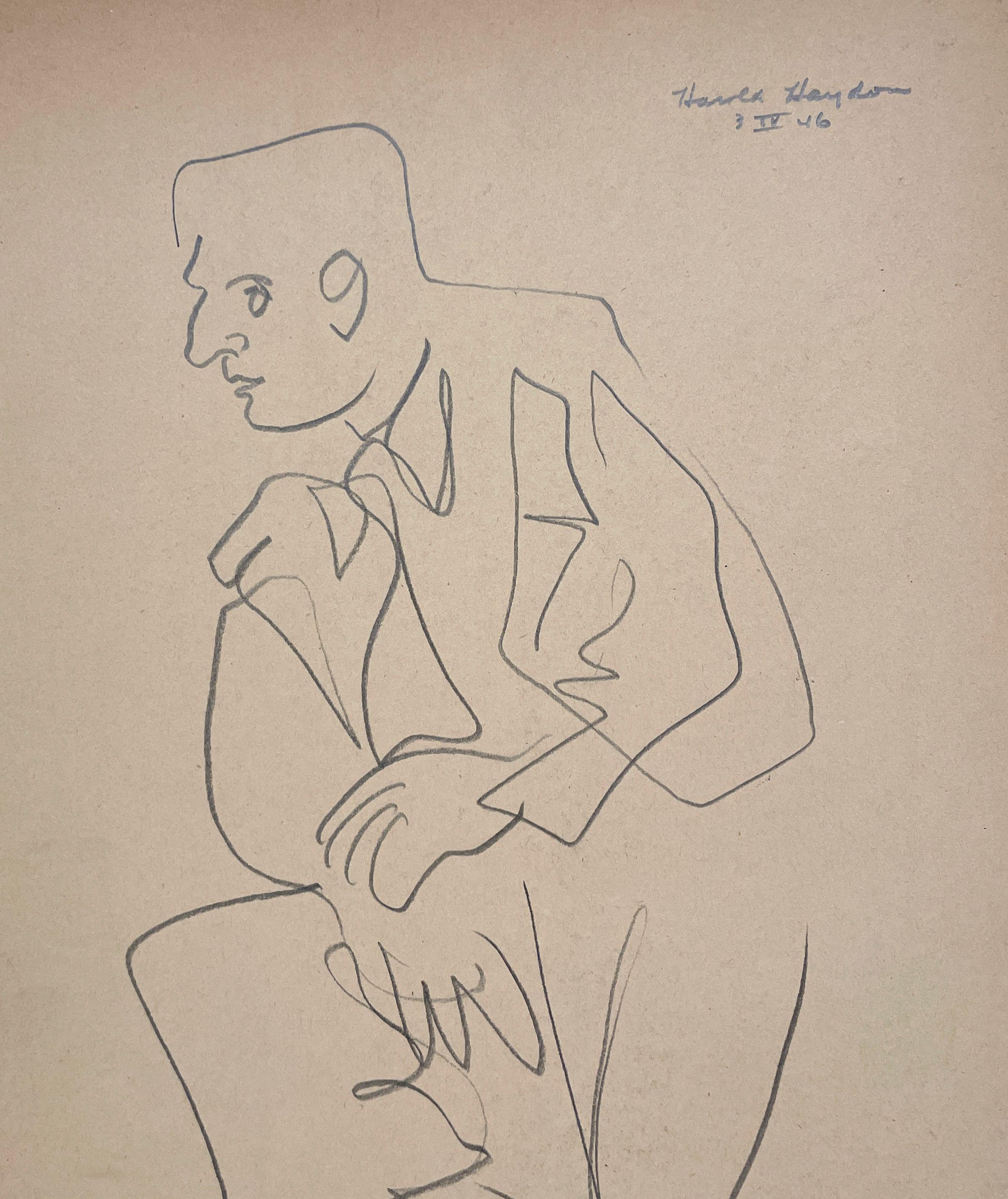 A Handsome 1940s Portrait of a Seated Man by Chicago Artist, Harold Haydon For Sale 3