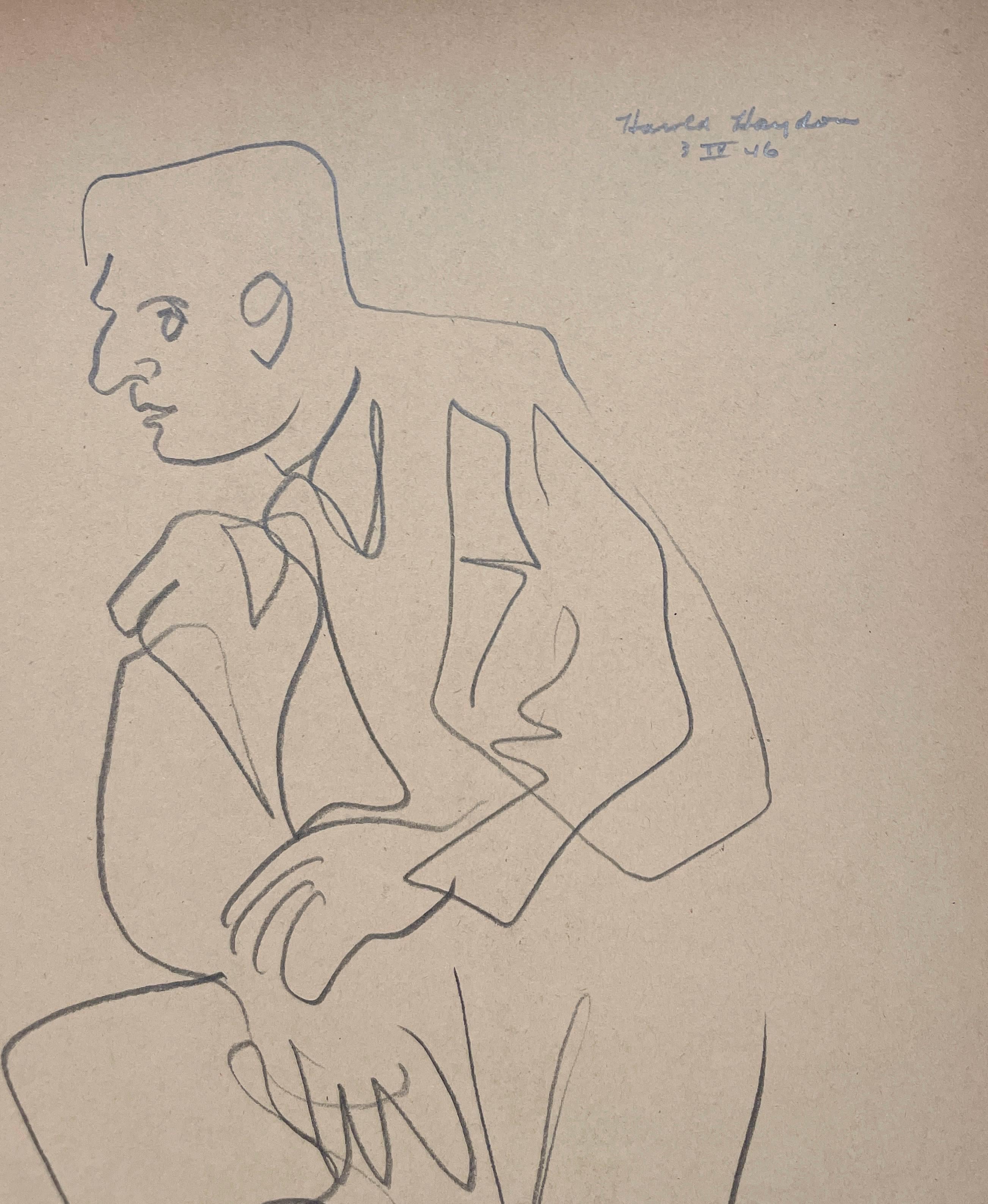 A Handsome 1940s Portrait of a Seated Man by Chicago Artist, Harold Haydon For Sale 4