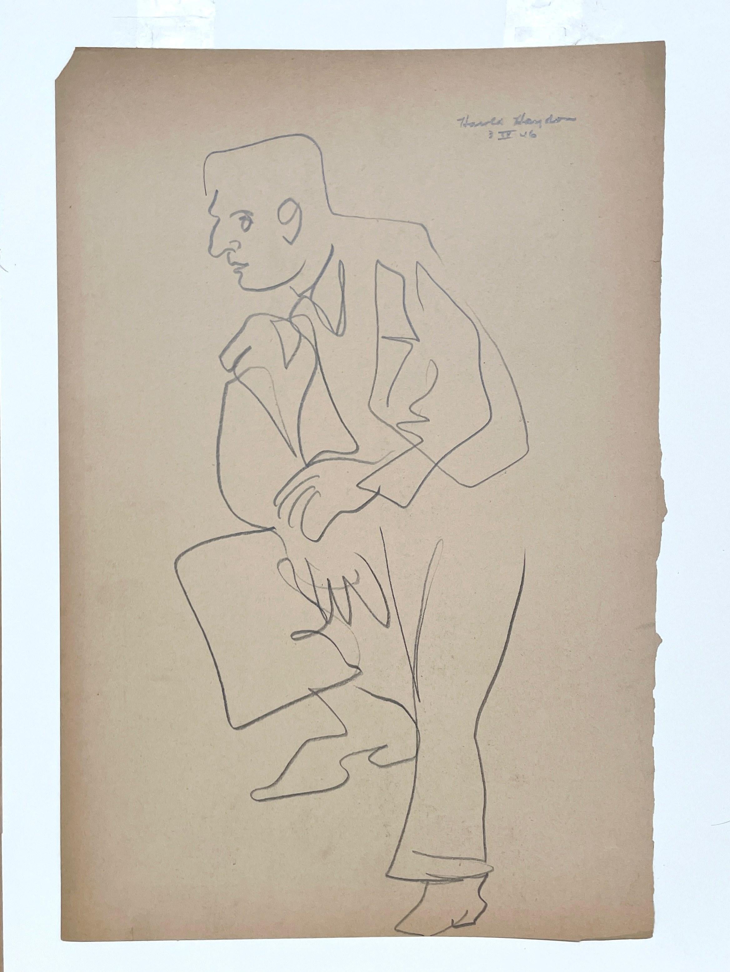 A Handsome 1940s Portrait of a Seated Man by Chicago Artist, Harold Haydon For Sale 5