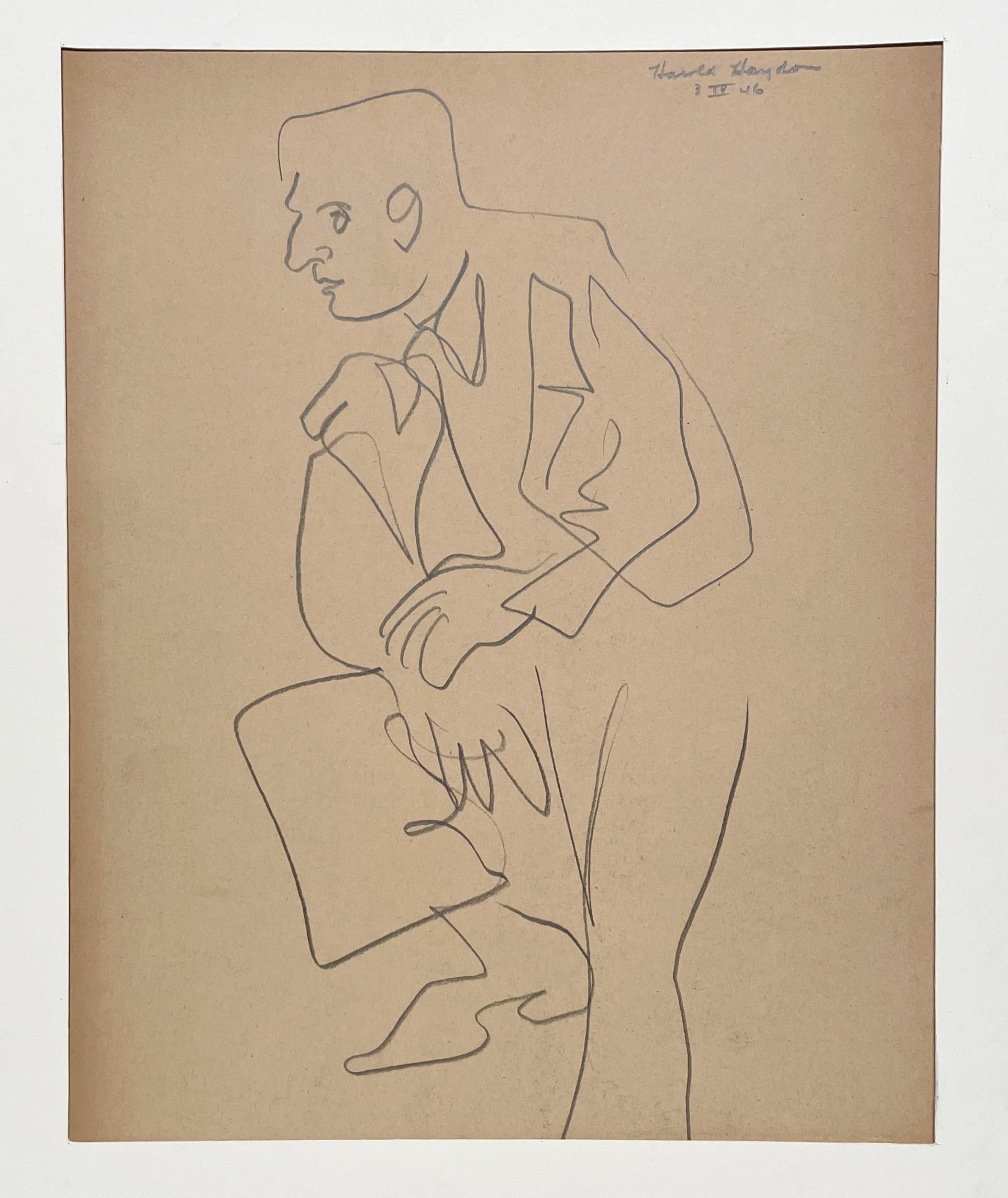 A Handsome 1940s Portrait of a Seated Man by Chicago Artist, Harold Haydon For Sale 2