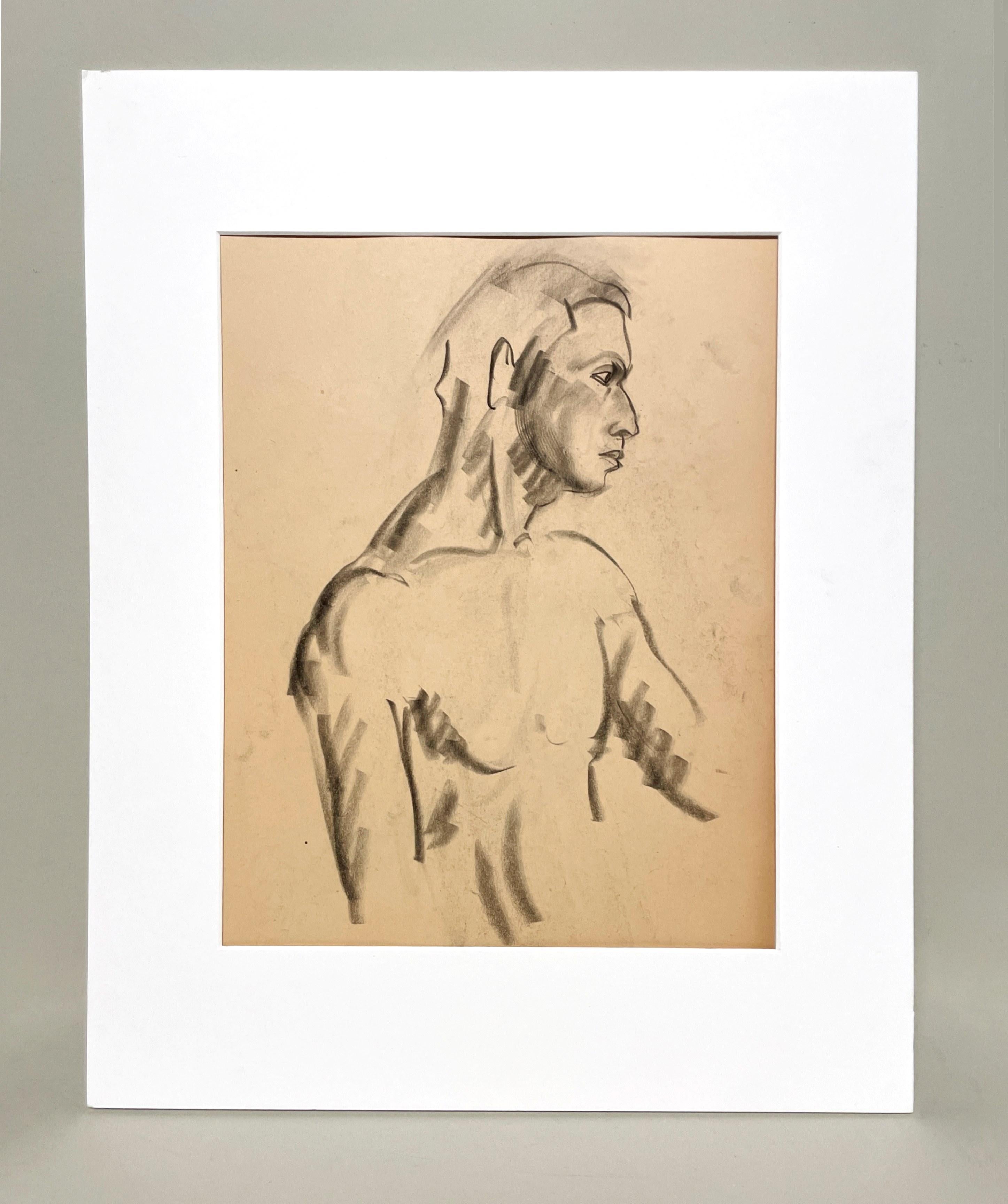 A Handsome 1930s Modern Portrait Figure Study of a Young Male Model – Art von Harold Haydon