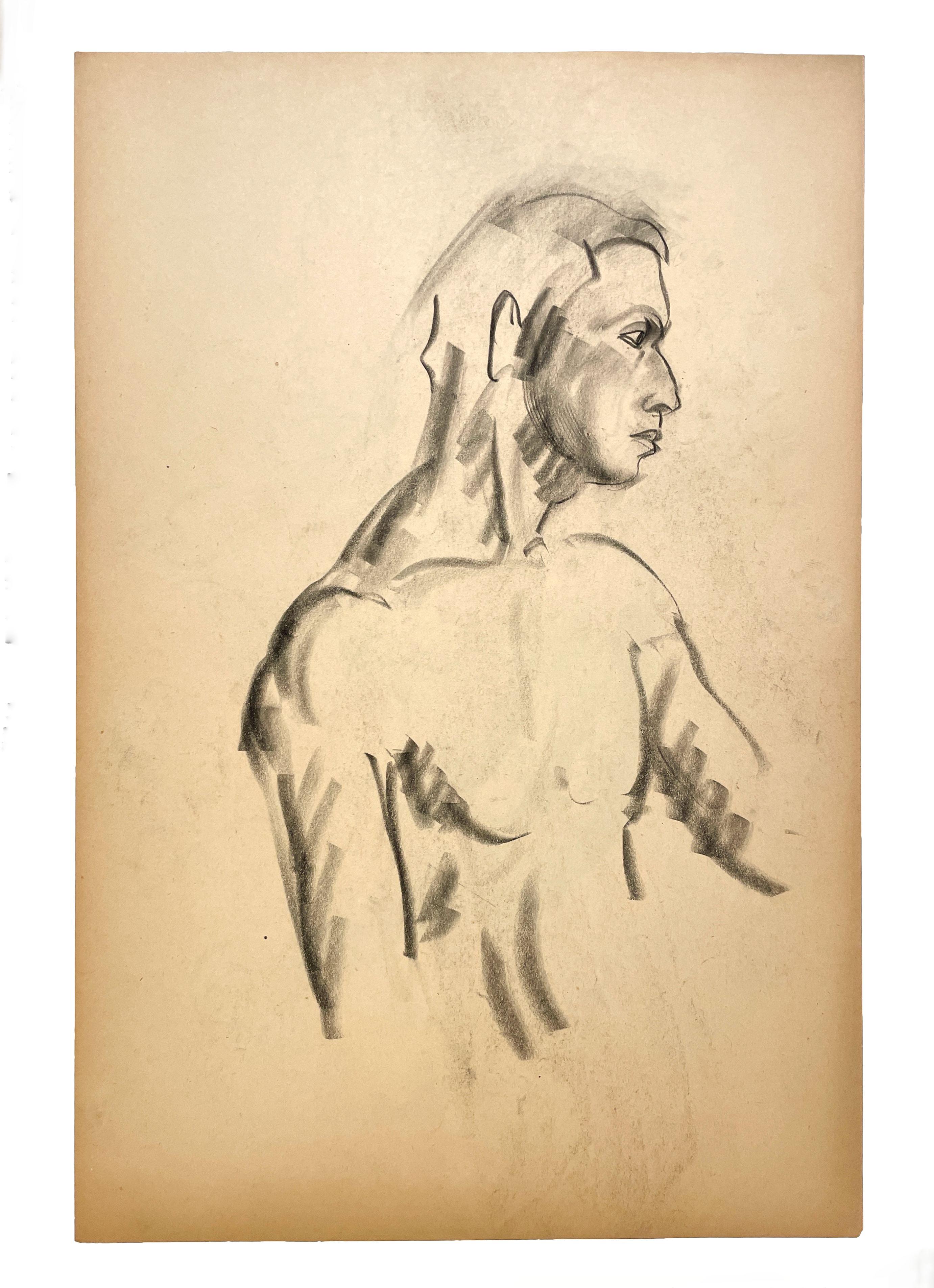 A Handsome 1930s Modern Portrait Figure Study of a Young Male Model im Angebot 1