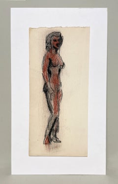 A Striking 1945 Mid-Century Modern Figure Study of a Standing Black Female Nude