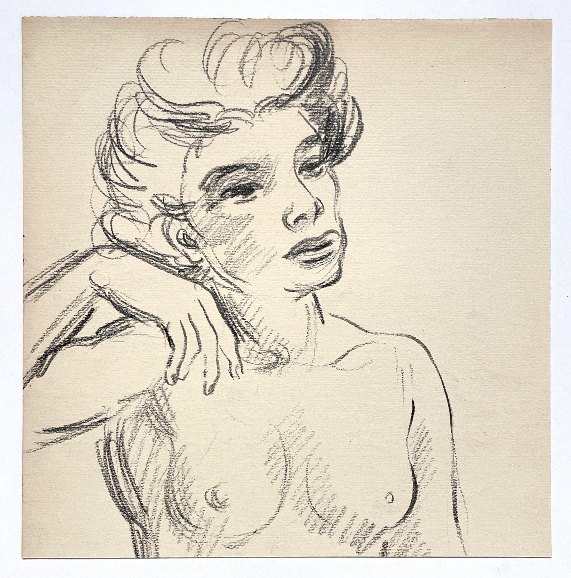 Studio di figura femminile moderna degli anni '40 finemente disegnato, ritratto di una giovane donna - Art American Modern di Harold Haydon