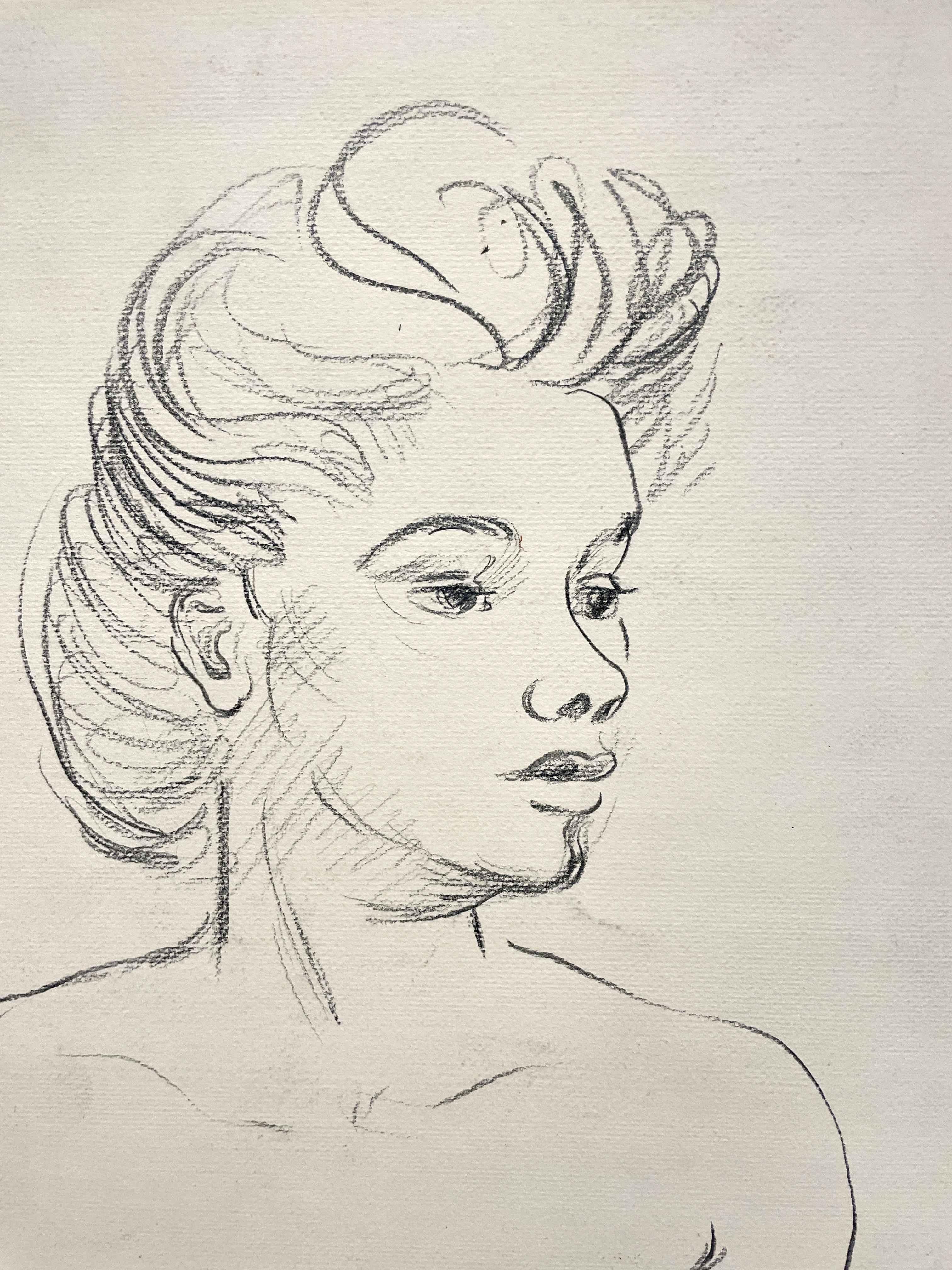 Un sorprendente ritratto di giovane donna degli anni '40 in stile Mid-Century Modern di Harold Haydon in vendita 3