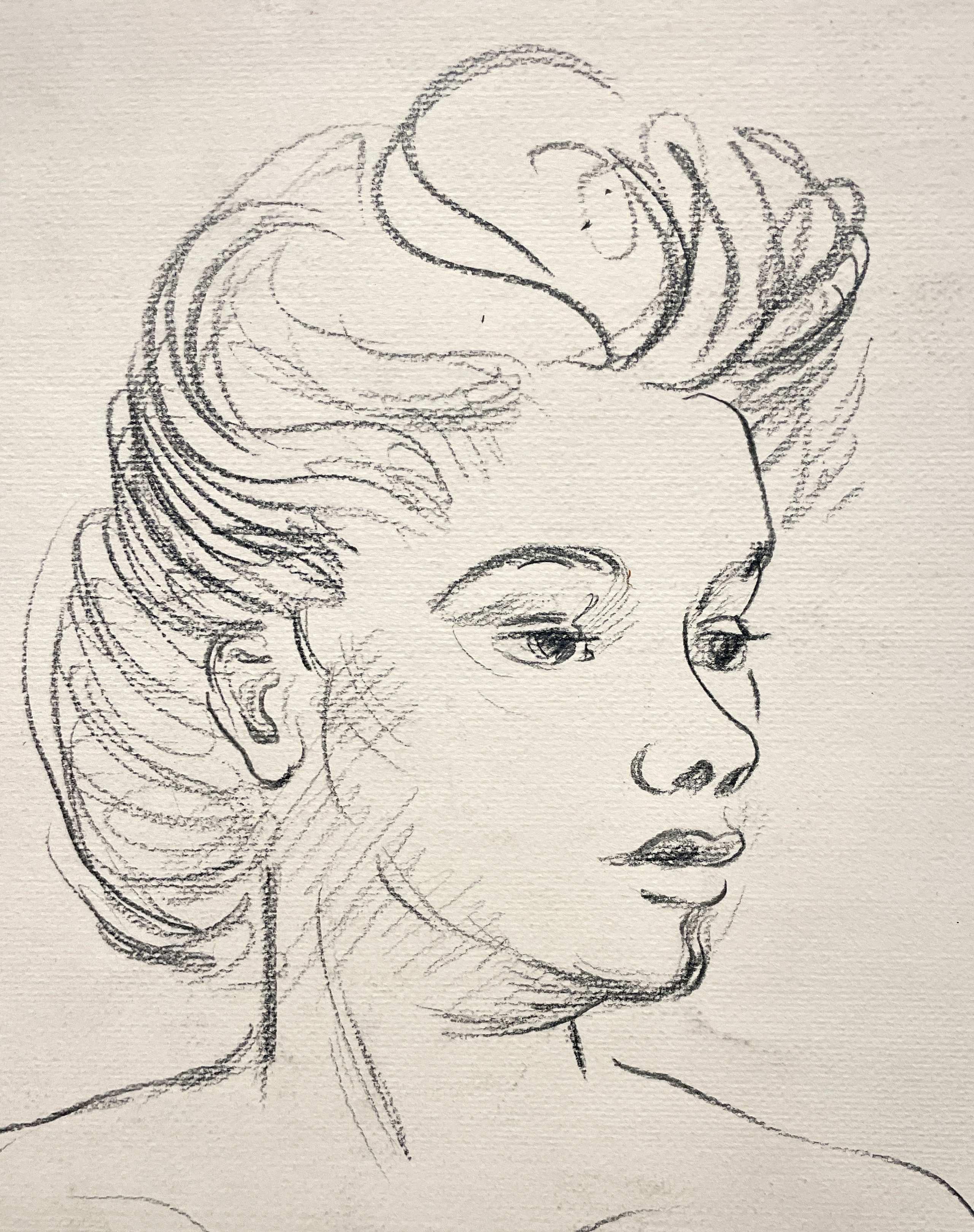 Un sorprendente ritratto di giovane donna degli anni '40 in stile Mid-Century Modern di Harold Haydon in vendita 4