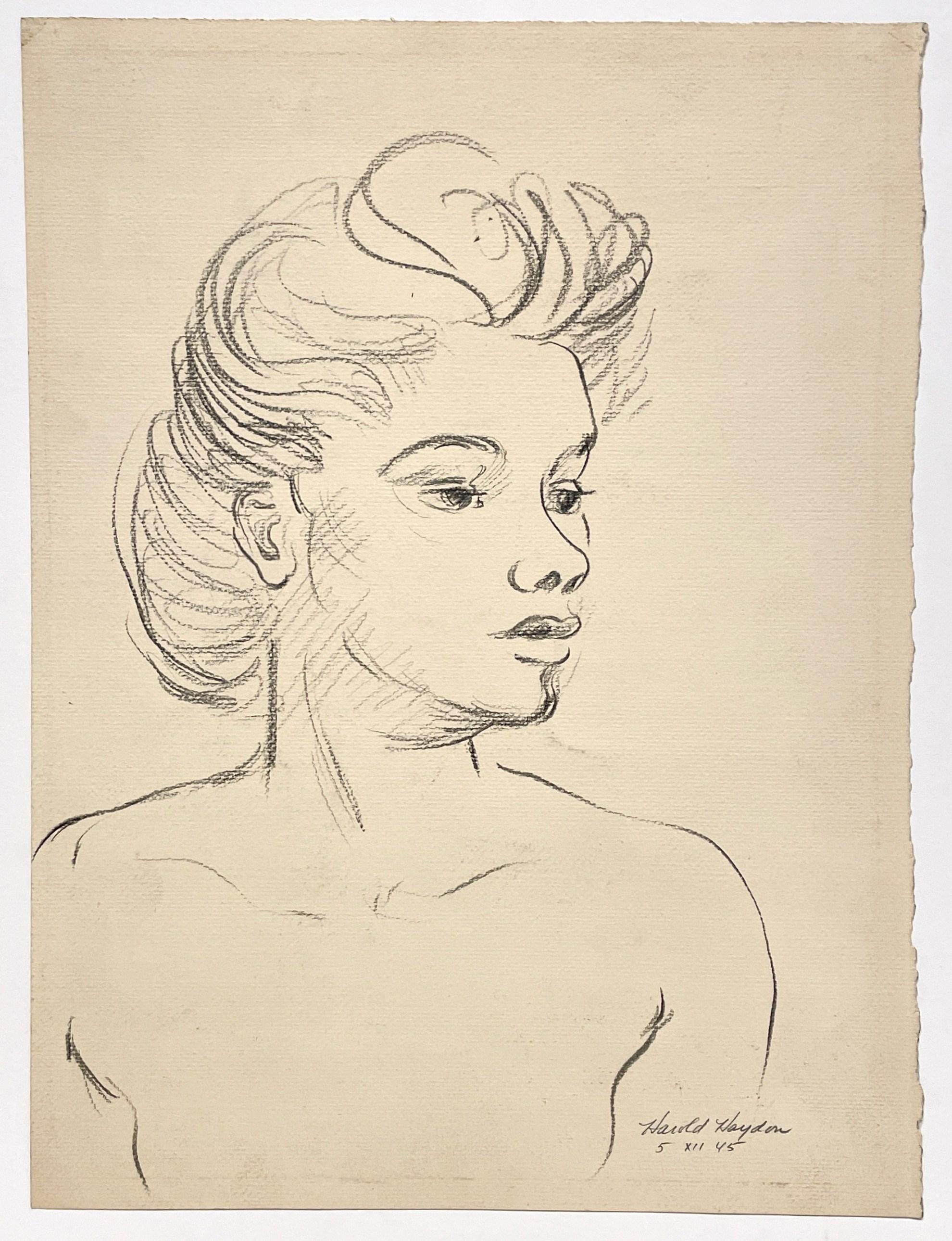 Un sorprendente ritratto di giovane donna degli anni '40 in stile Mid-Century Modern di Harold Haydon in vendita 2