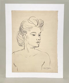 A Striking 1940s Mid-Century Modern Portrait of a Young Woman by Harold Haydon