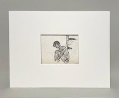 Charmant portrait moderne d'un jeune baigneur des années 1930