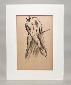 A Fine 1930s, Modern Academic Figure Study Drawing, Standing Male Model