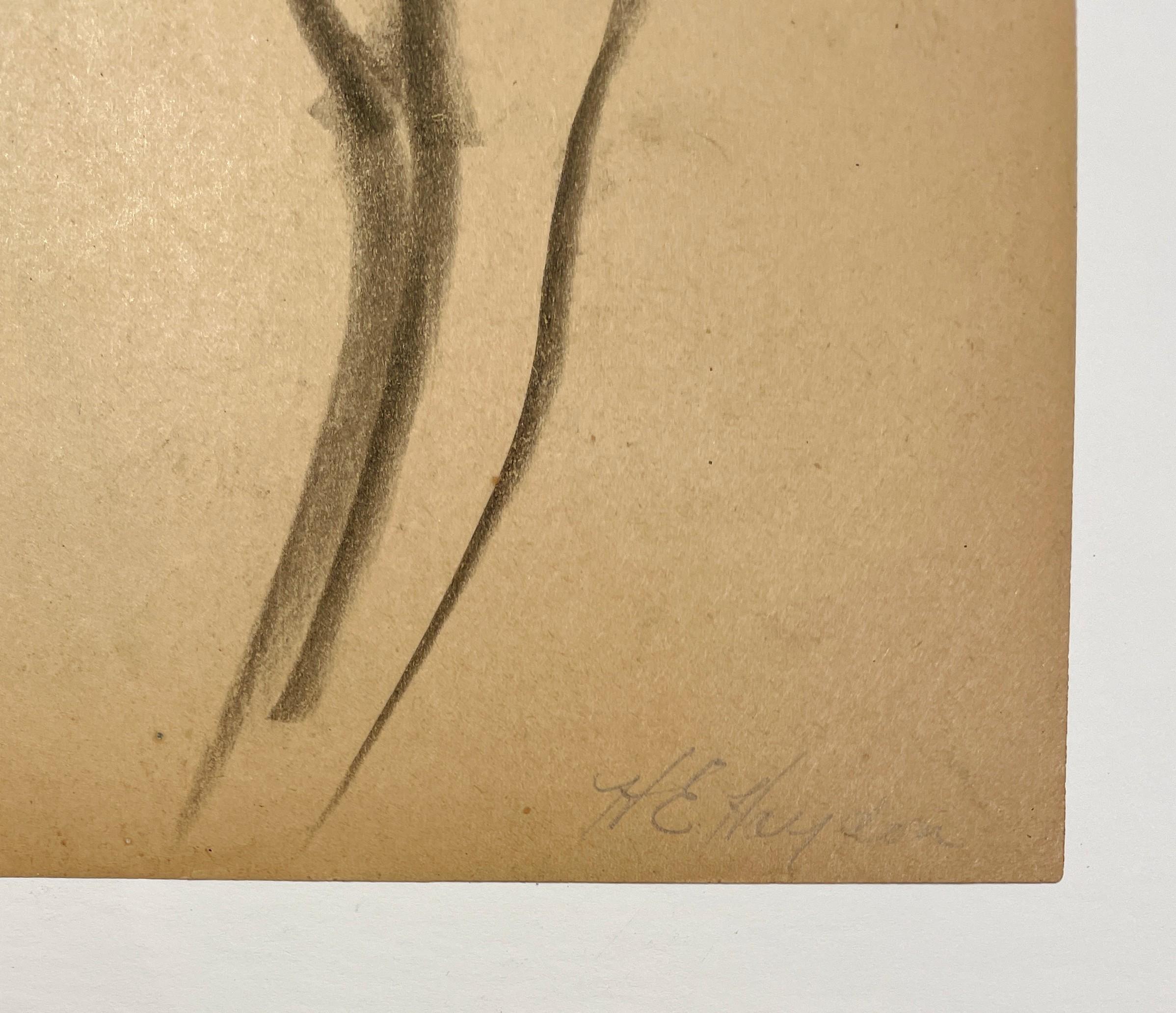 Dessin d'étude de figure académique moderne des années 1930, modèle masculin debout (dos) en vente 1