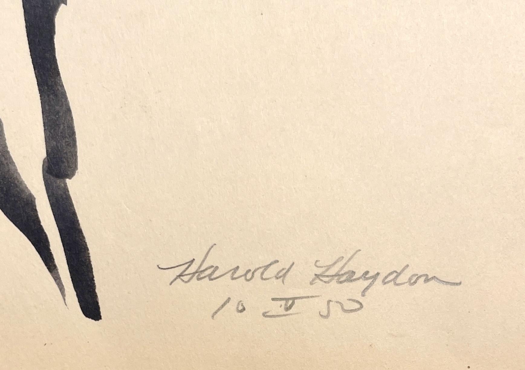 Dessin à l'encre d'un nu féminin debout, datant des années 1950 et du milieu du siècle dernier. en vente 1