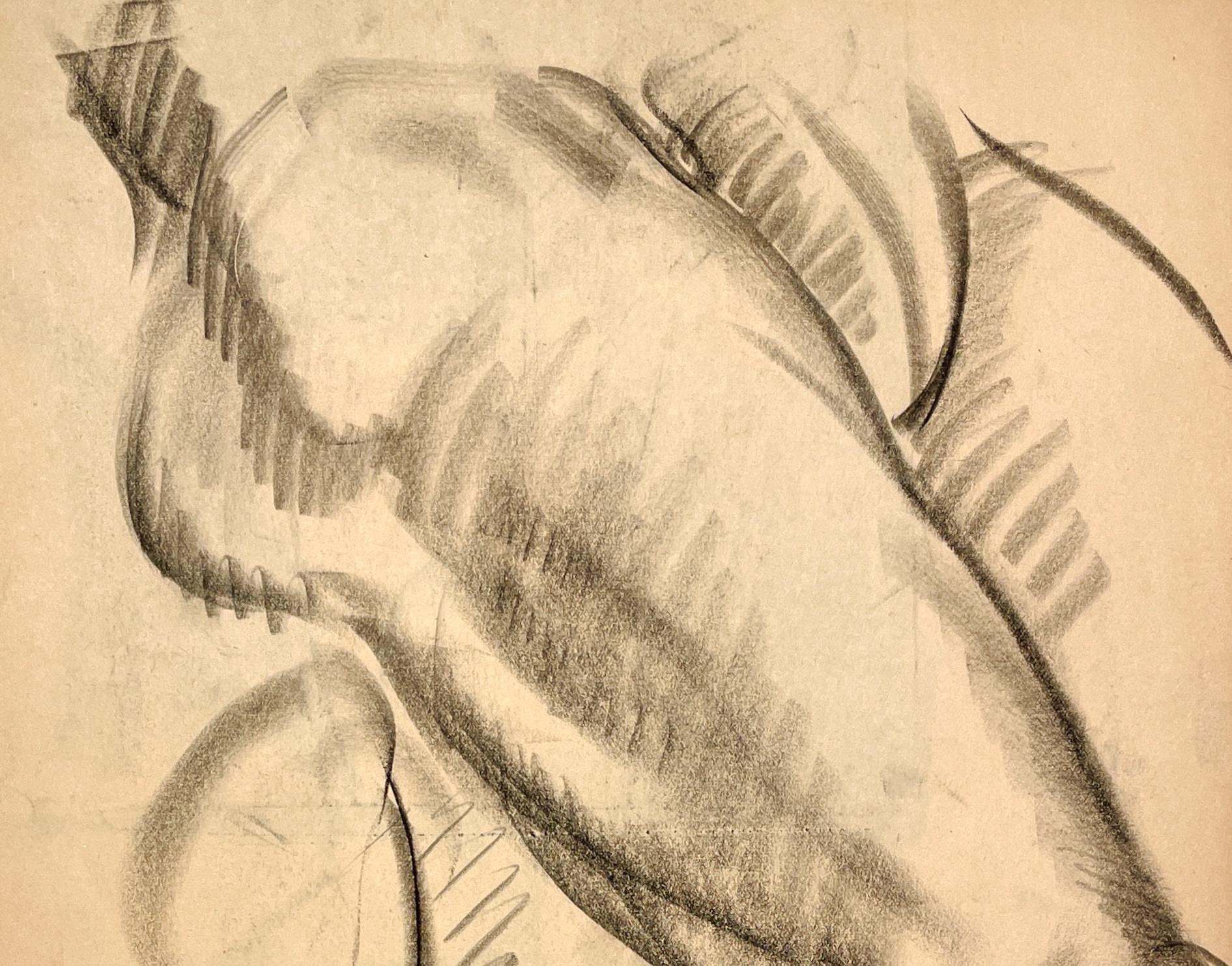 Dessin d'étude de figure académique moderne des années 1930, modèle masculin assis en vente 1
