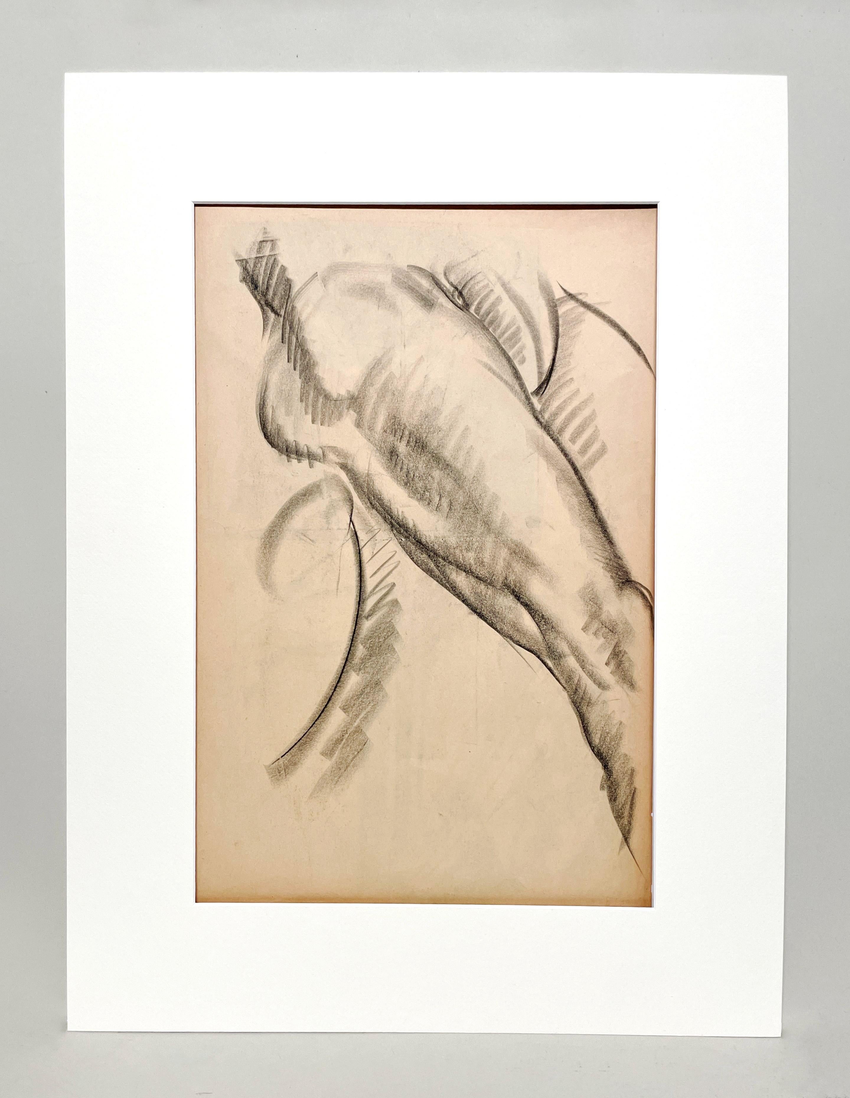 Dessin d'étude de figure académique moderne des années 1930, modèle masculin assis - Art de Harold Haydon