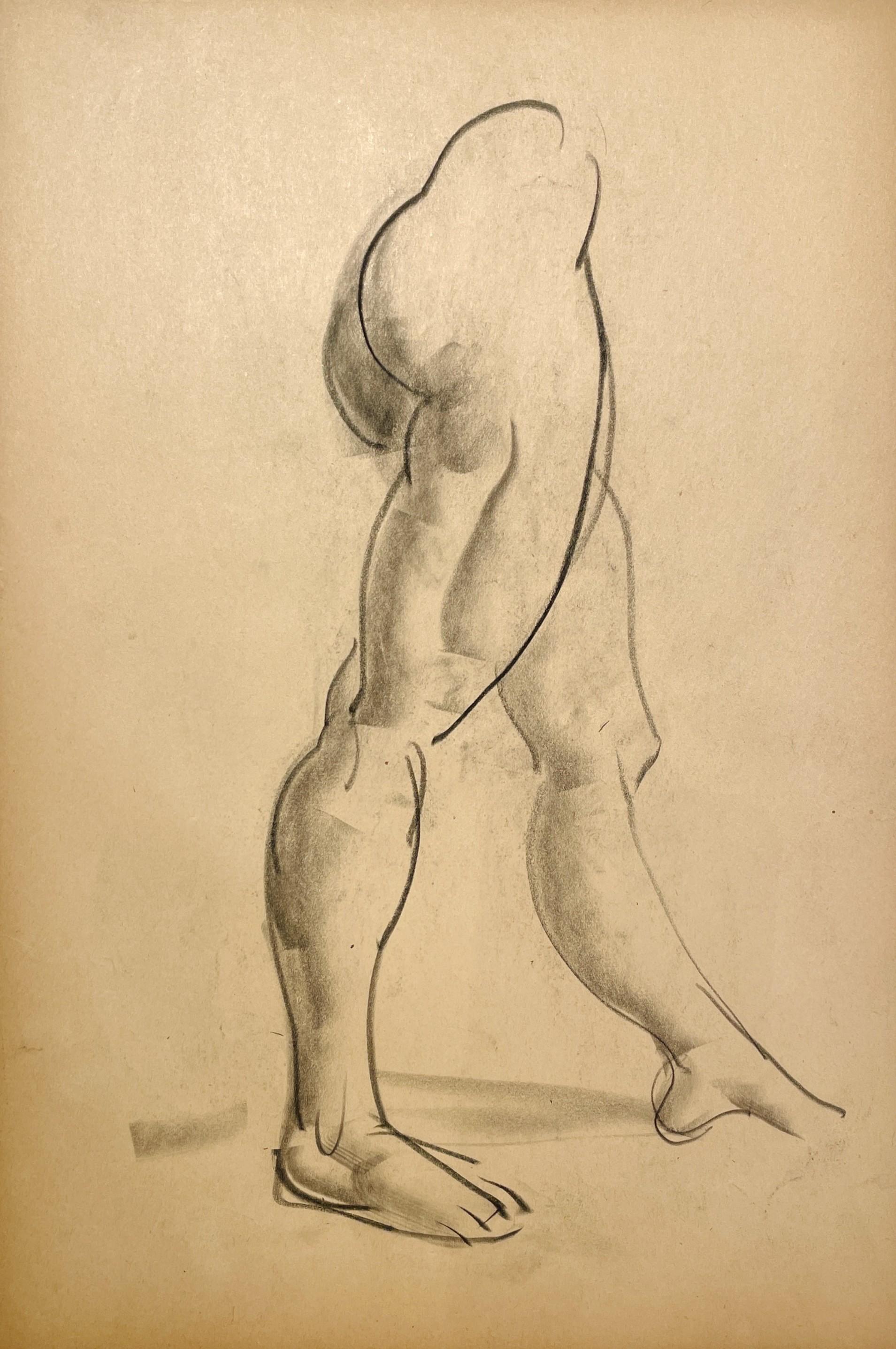 Dibujo de estudio anatómico de un modelo masculino, moderno y académico de los años 30