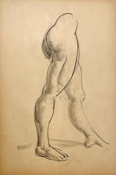 A Fine, Modern 1930s Academic Anatomical Figure Study Drawing of a Male Model