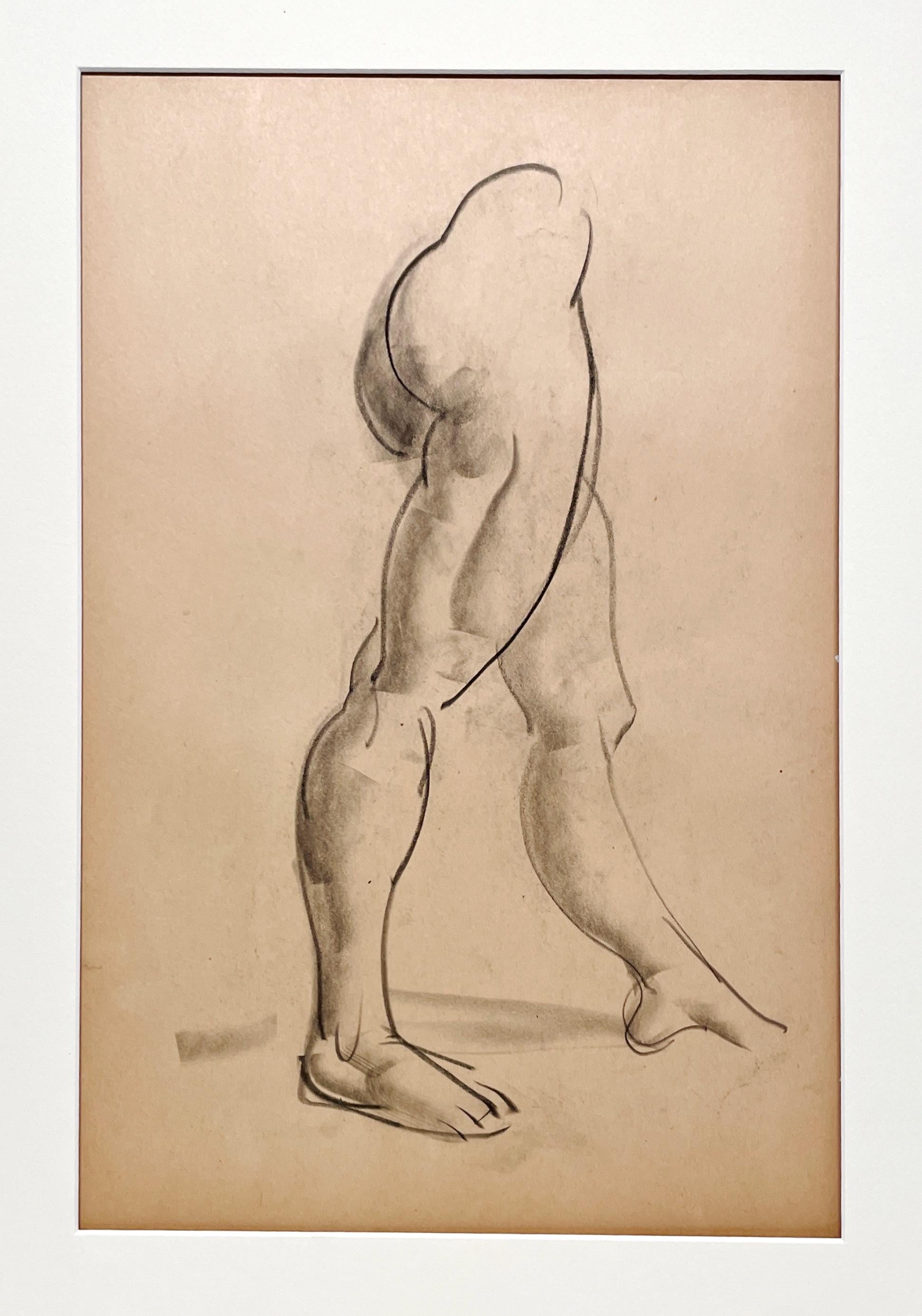 Dibujo de estudio anatómico de un modelo masculino, moderno y académico de los años 30 - Art moderno estadounidense de Harold Haydon