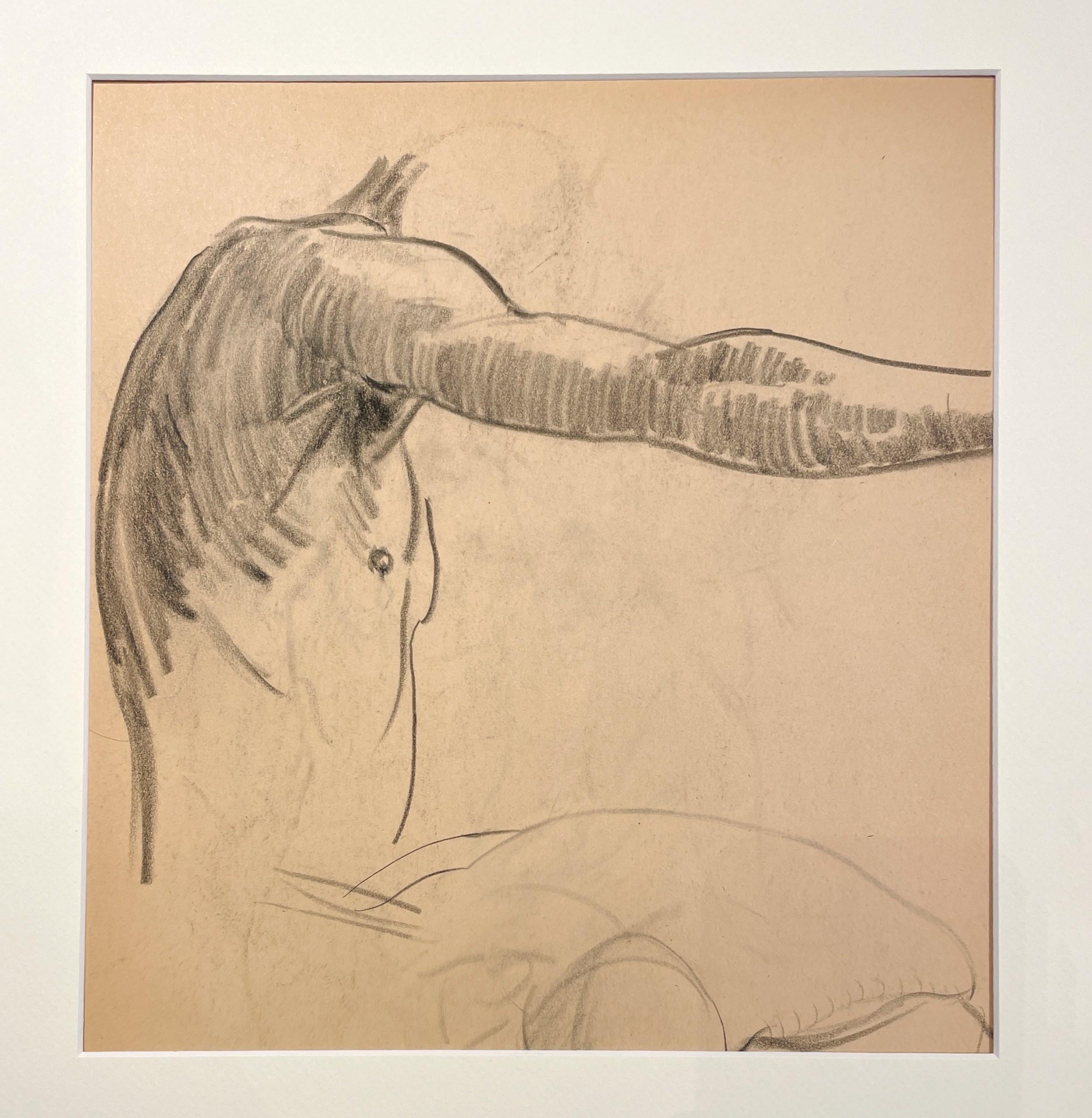 Dessin d'étude anatomique d'un modèle masculin, moderne et académique des années 1930. - Modernisme américain Art par Harold Haydon