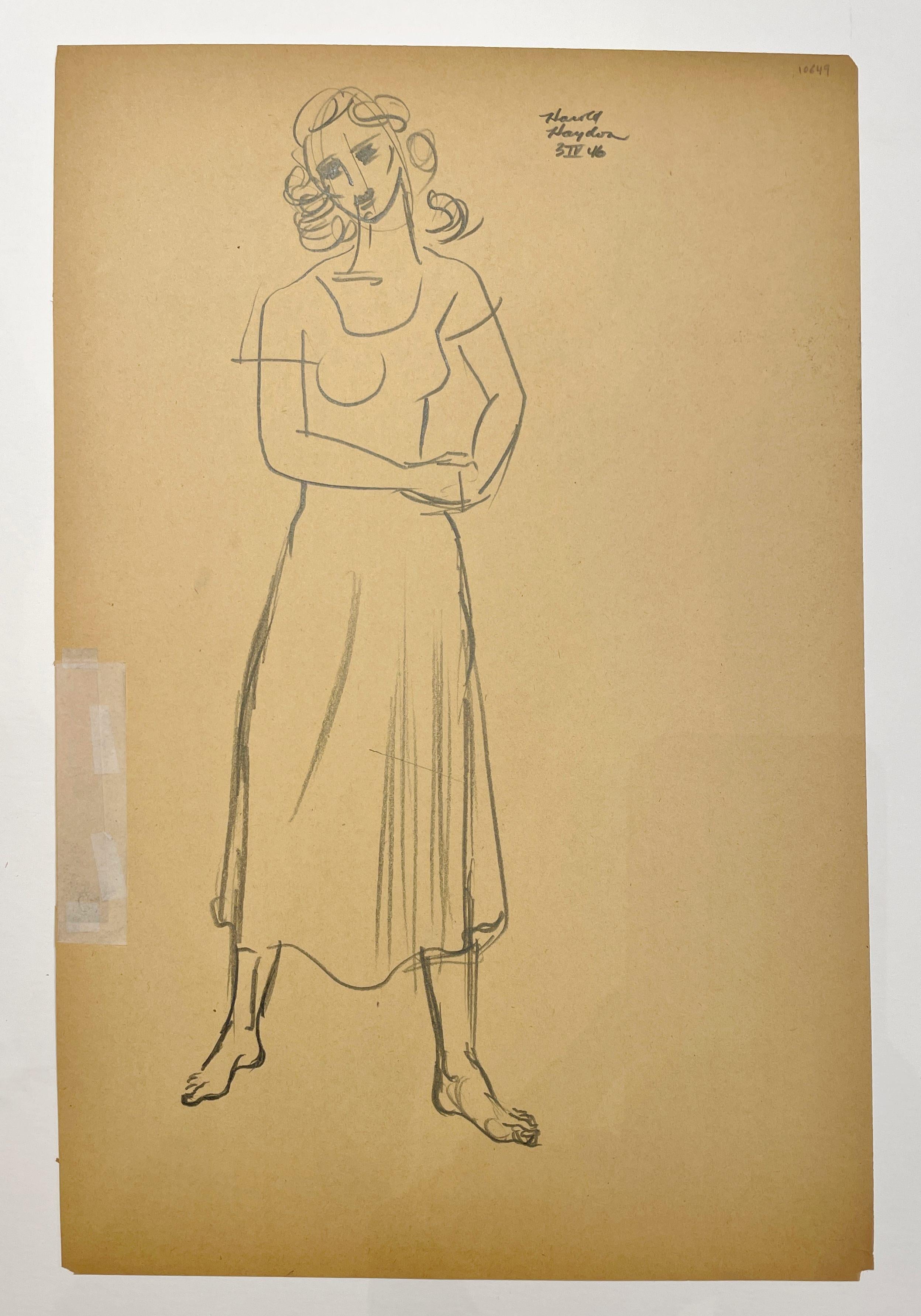 Un raffinato studio di figura moderna del 1946 di un bel modello maschile giovane che indossa un vestito in vendita 4