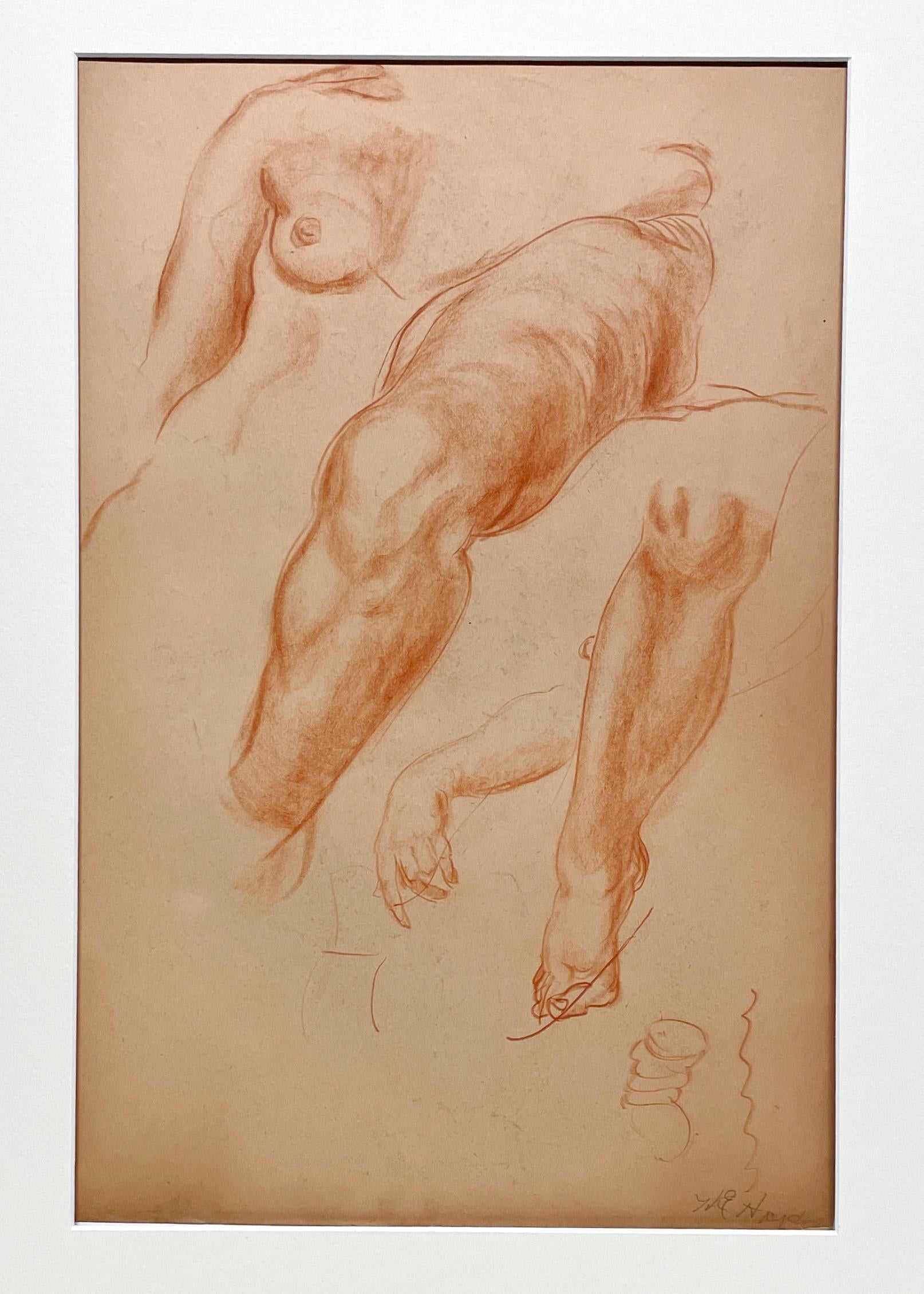 Dessin d'étude anatomique d'une figure féminine, moderne et académique des années 1930 - Modernisme américain Art par Harold Haydon