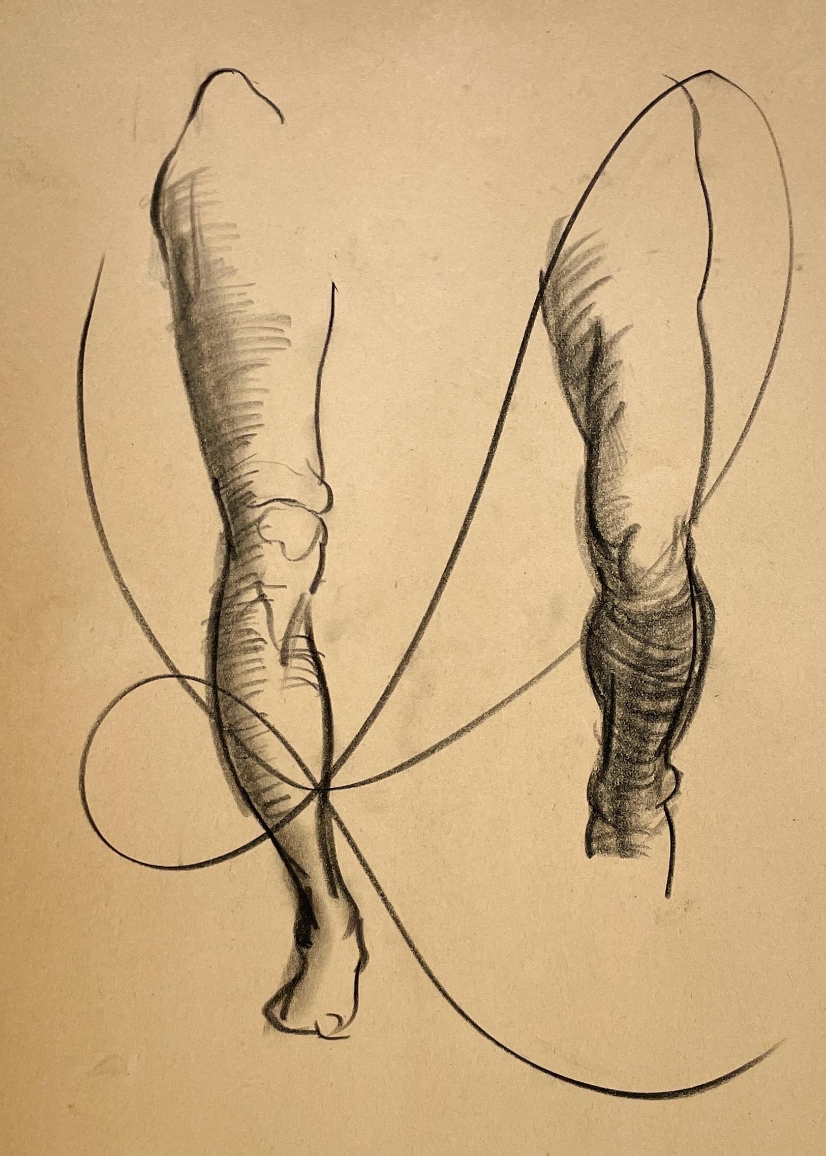 Dibujo de estudio anatómico de una figura anatómica moderna de los años 30 (Estudio, Piernas masculinas) - Nude Beige de Harold Haydon