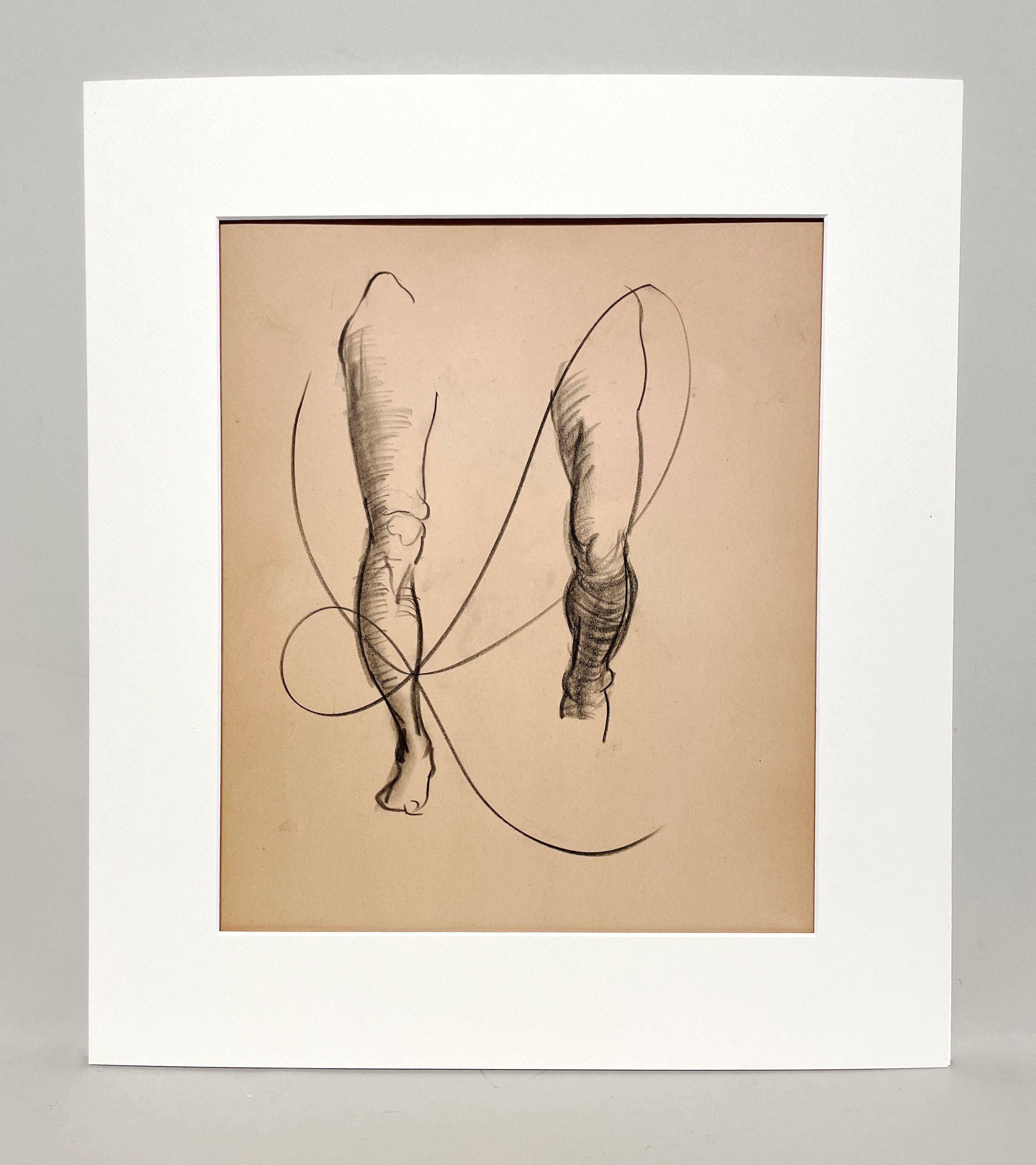 Dibujo de estudio anatómico de una figura anatómica moderna de los años 30 (Estudio, Piernas masculinas) - Art de Harold Haydon
