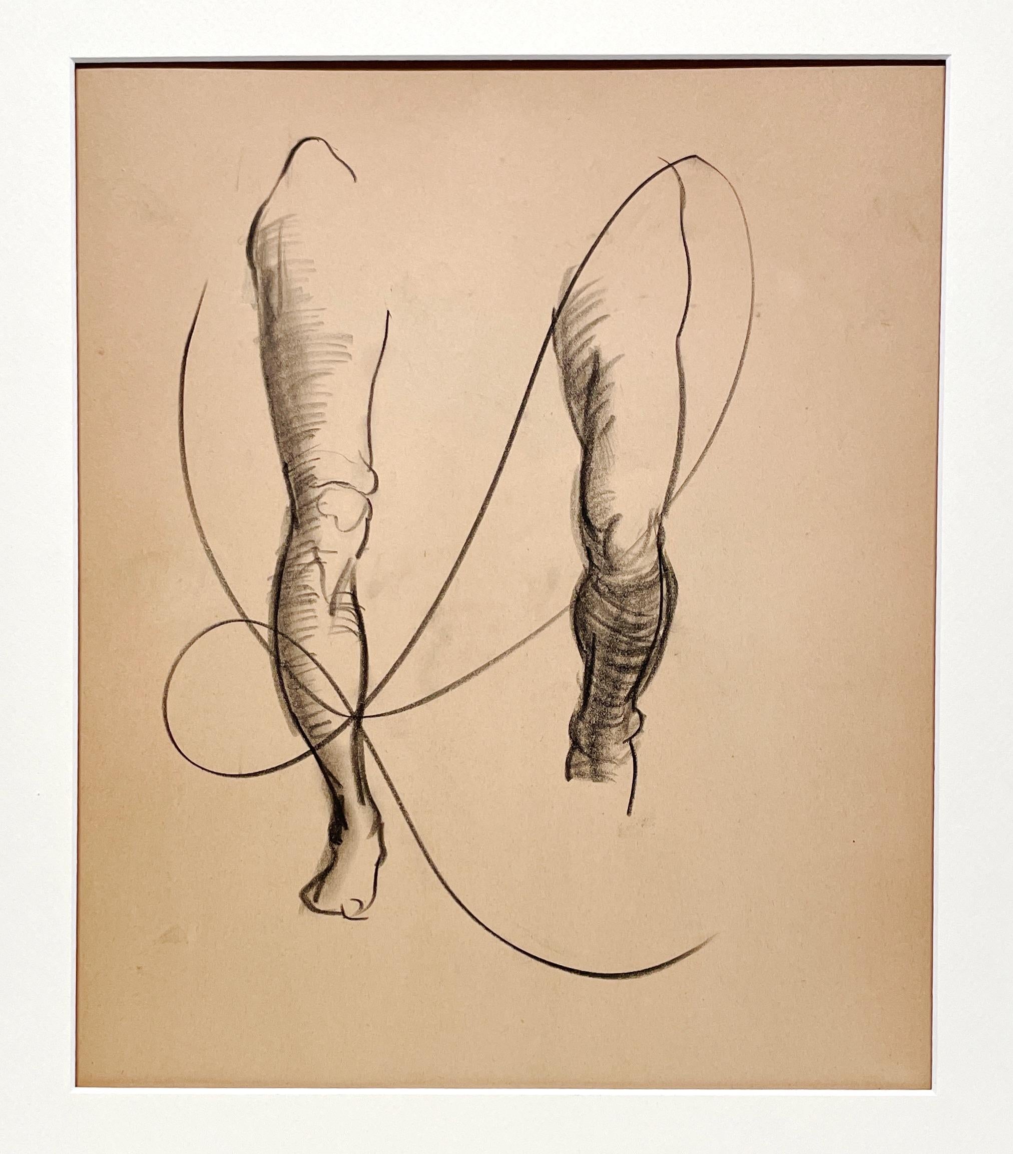 Dibujo de estudio anatómico de una figura anatómica moderna de los años 30 (Estudio, Piernas masculinas) - Art moderno estadounidense de Harold Haydon
