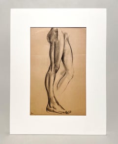 A Fine, Modern 1930s Academic Anatomical Figure Study Drawing of a Male Model