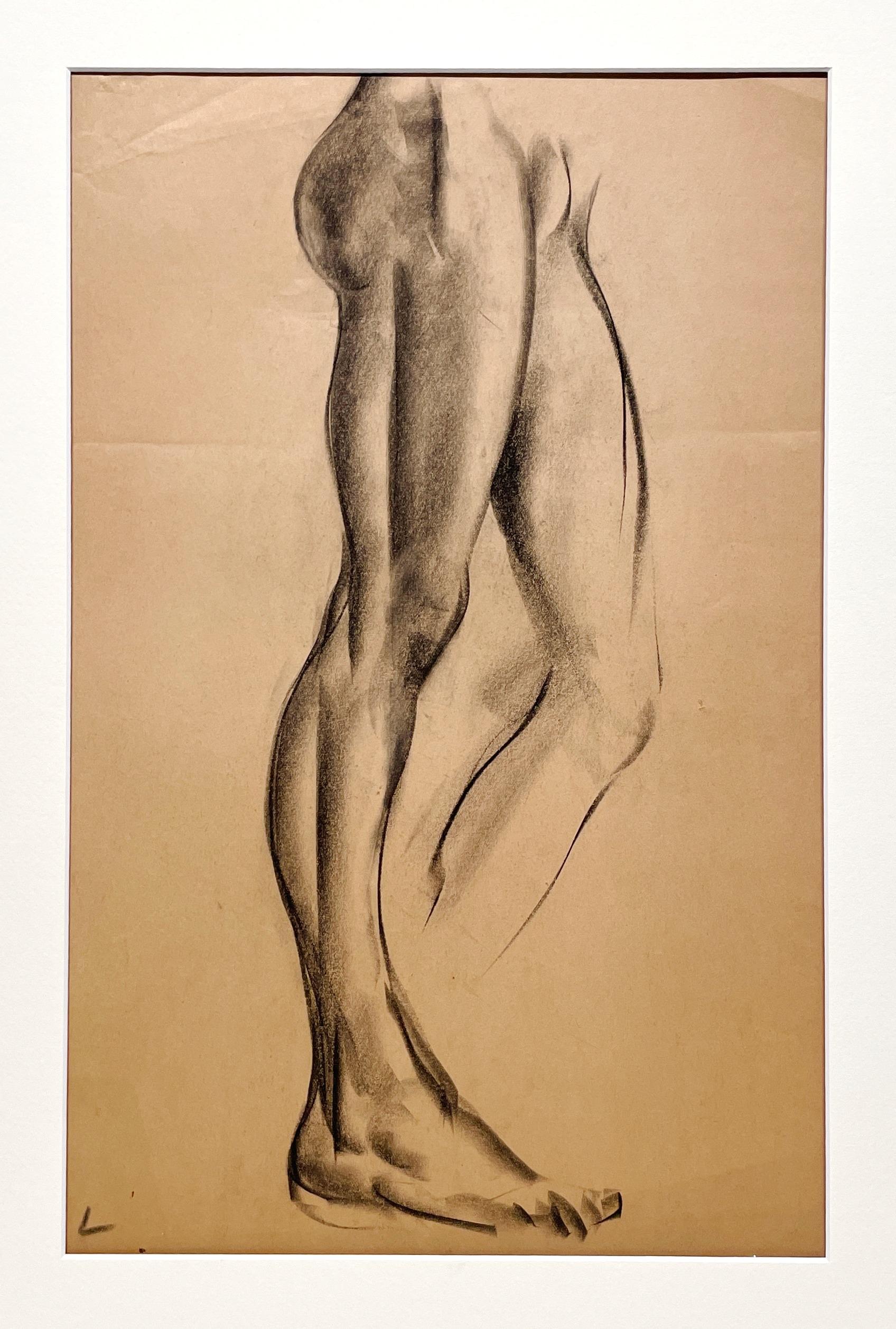 Dibujo de estudio anatómico de un modelo masculino, moderno y académico de los años 30 - Art moderno estadounidense de Harold Haydon