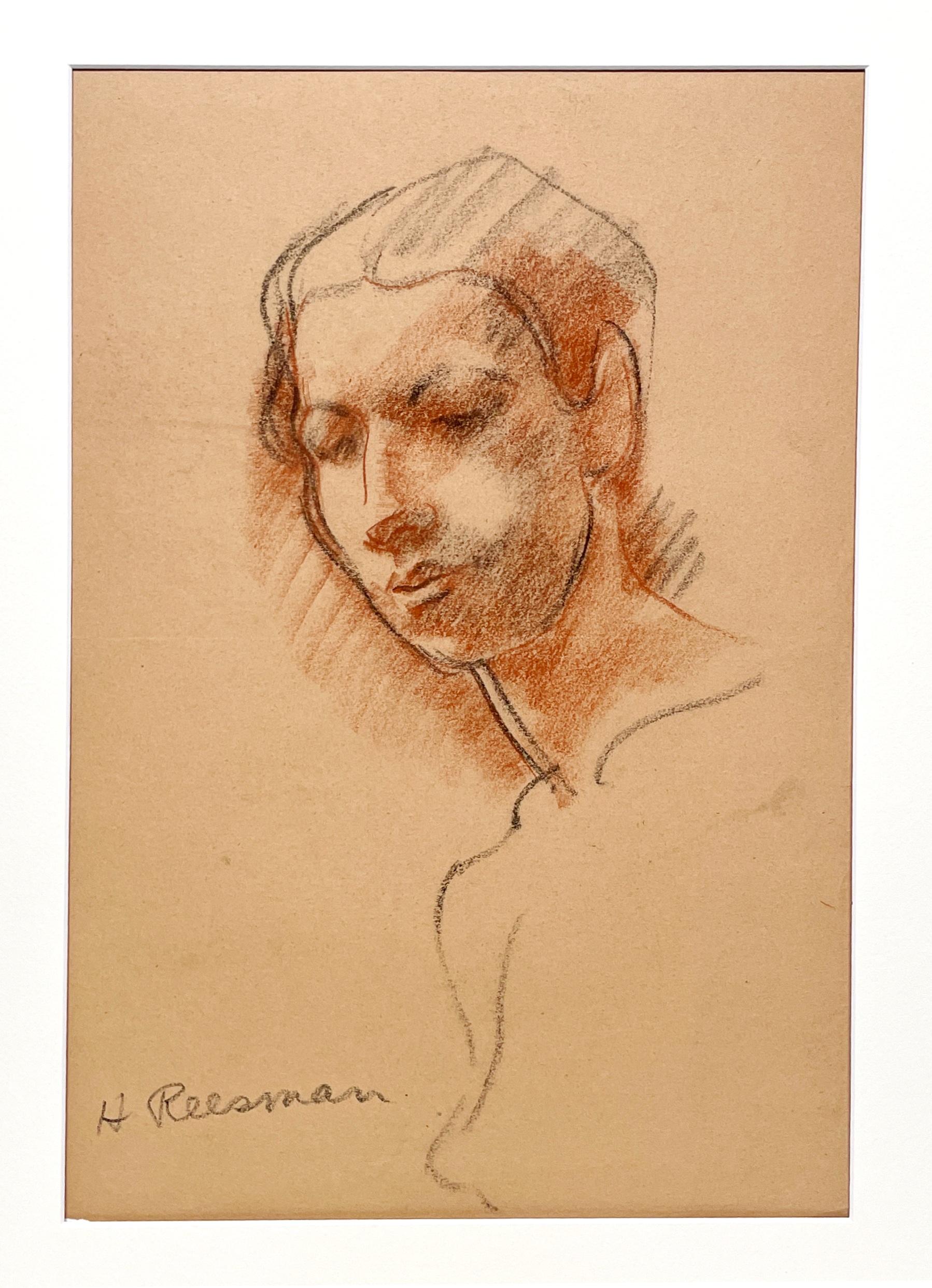 Un raffinato ritratto accademico degli anni '40, di metà secolo, di un bel giovane modello maschile realizzato dal noto artista di Chicago Harold Haydon (Am. 1909-1994).  Un disegno a pastello e carboncino di Haydon dei primi anni '30,
