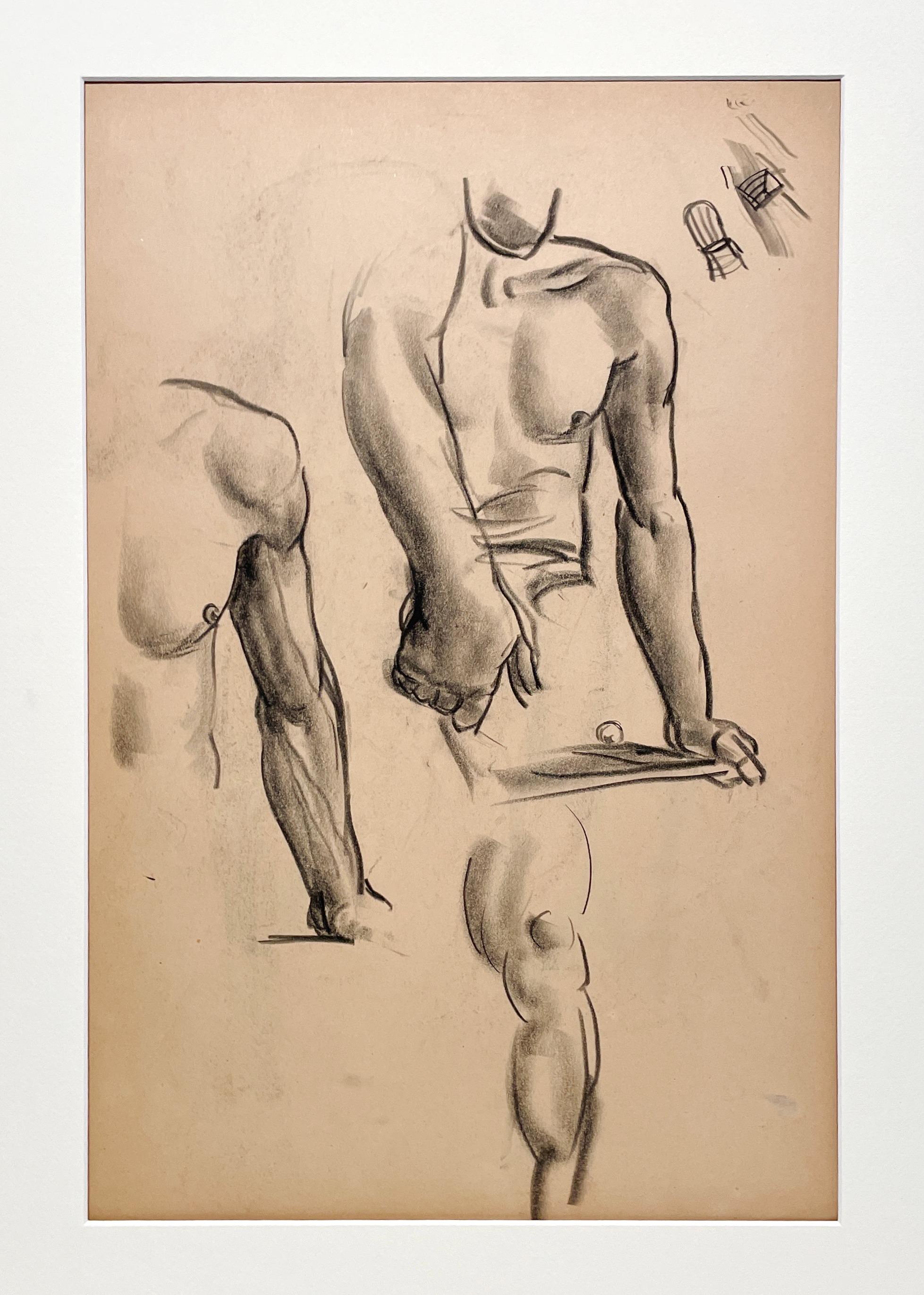 Dessin d'étude anatomique d'un modèle masculin, moderne et académique des années 1930. - Modernisme américain Art par Harold Haydon