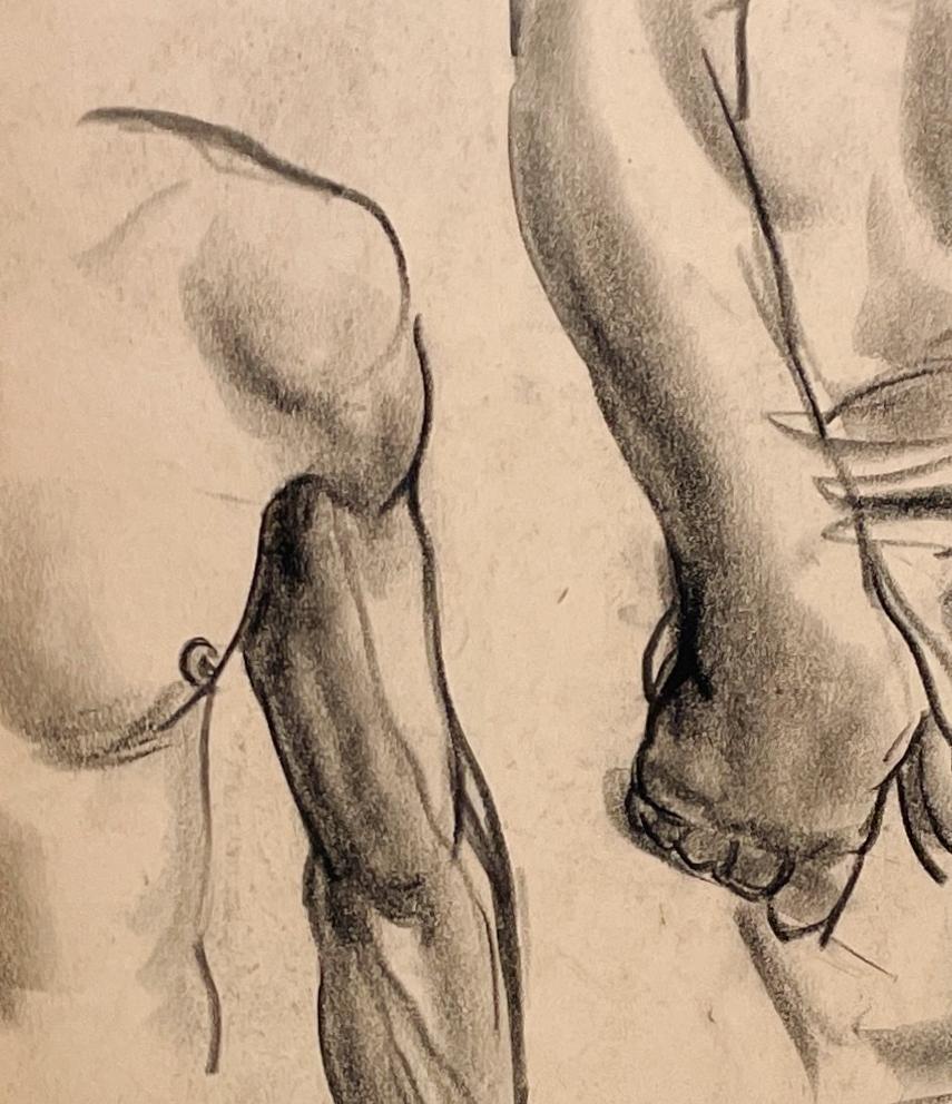 Dessin d'étude anatomique d'un modèle masculin, moderne et académique des années 1930. en vente 1