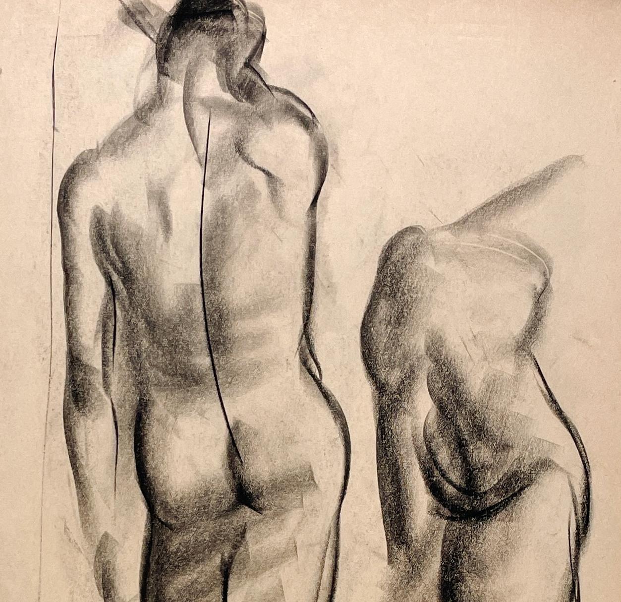Dessin d'étude anatomique d'un modèle masculin, moderne et académique des années 1930. en vente 1