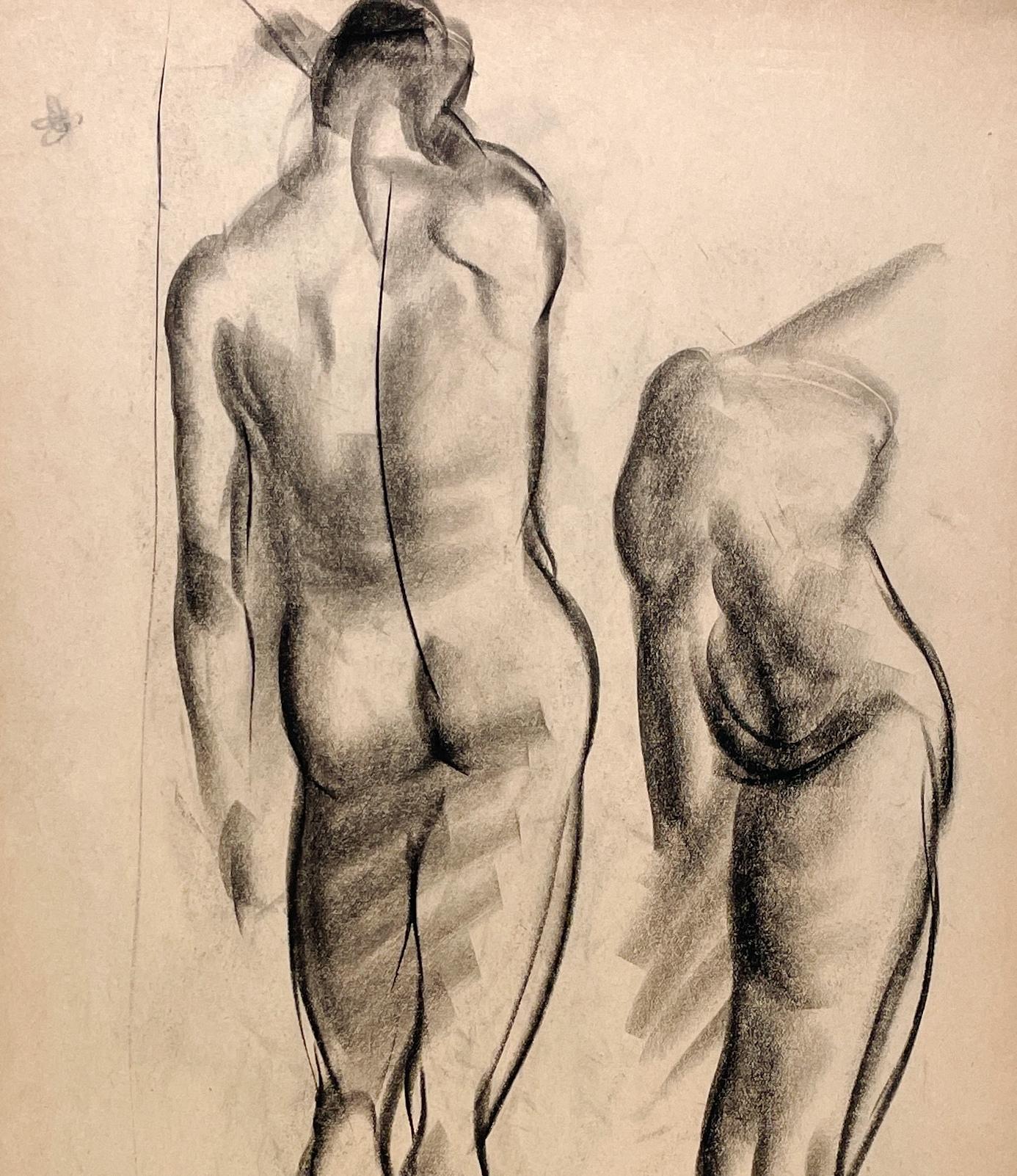 Dessin d'étude anatomique d'un modèle masculin, moderne et académique des années 1930. - Beige Nude par Harold Haydon