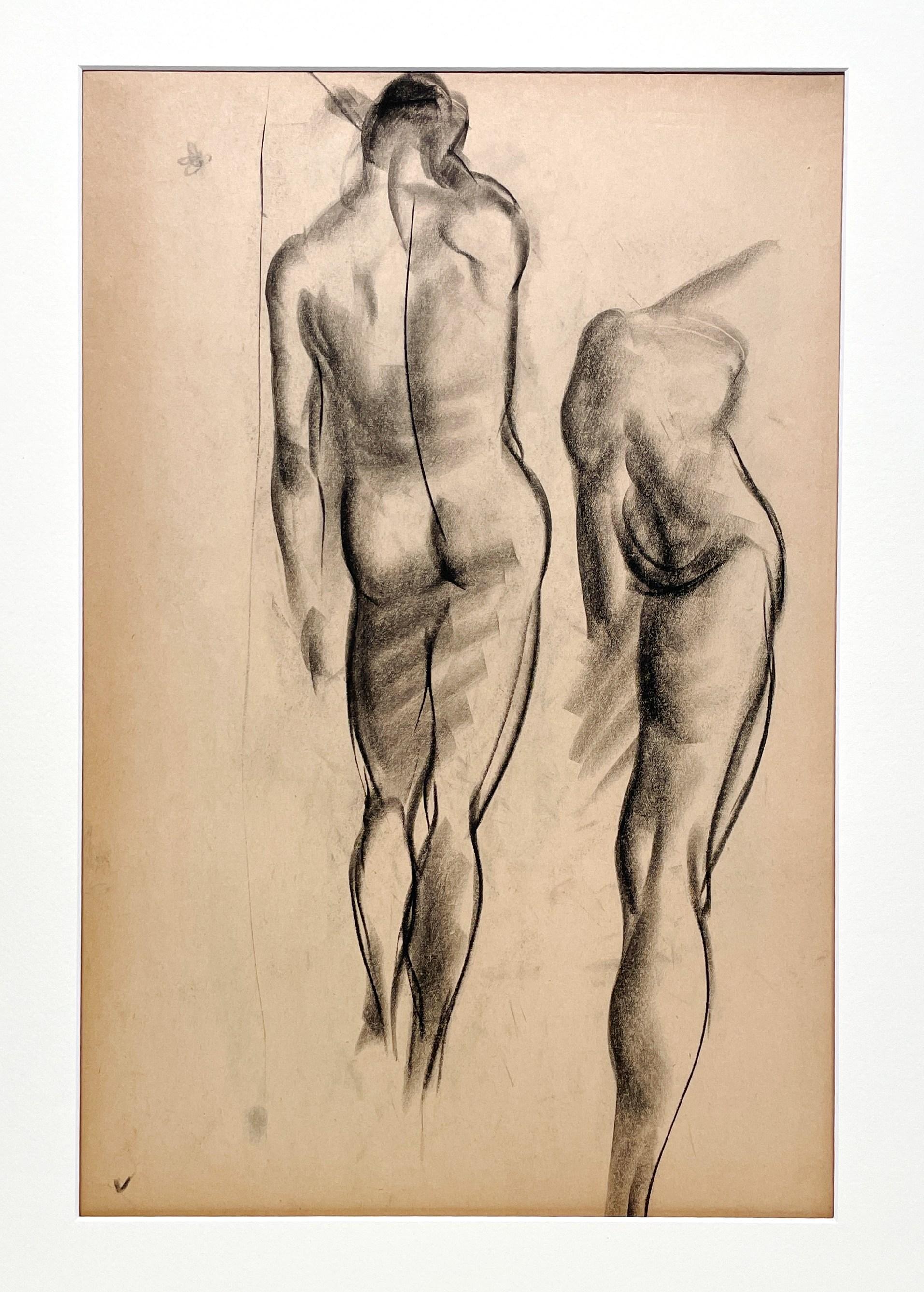 Dessin d'étude anatomique d'un modèle masculin, moderne et académique des années 1930. - Modernisme américain Art par Harold Haydon