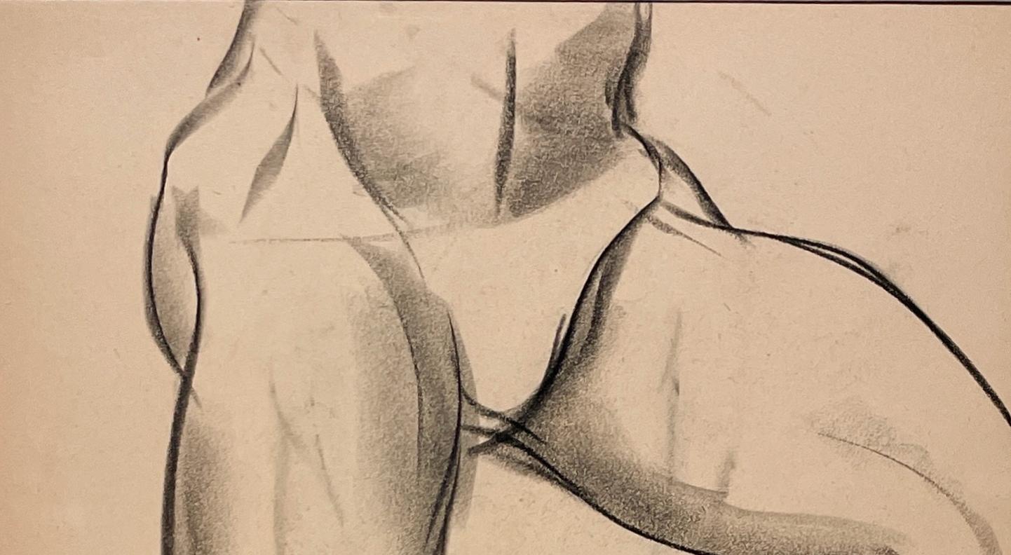 Dessin d'étude anatomique d'un modèle masculin, moderne et académique des années 1930. en vente 1